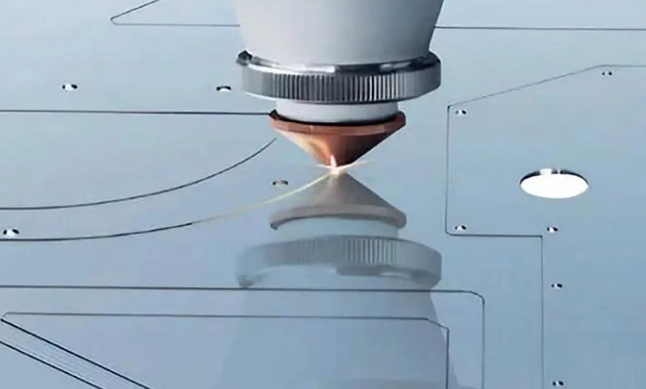 Optimized laser cutting nesting layout showing multiple stainless steel parts arranged on a sheet to maximize material utilization and reduce scrap.