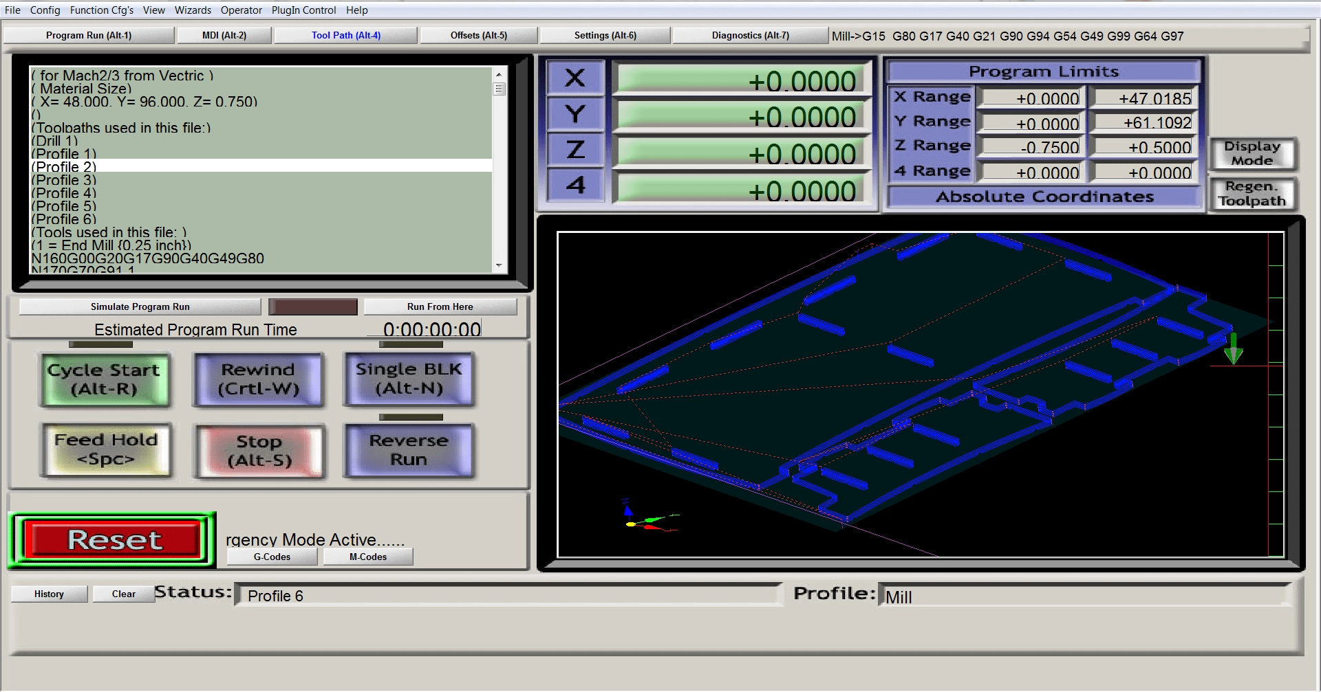 Mach3 software interface Mach3 software interface