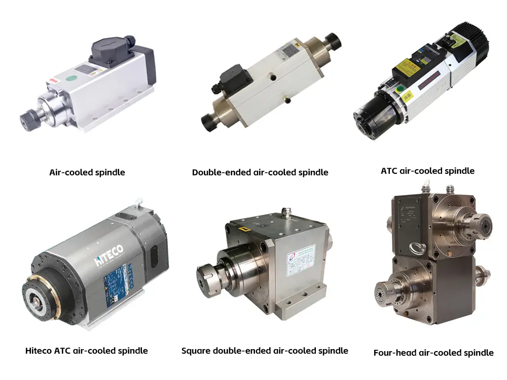 Various CNC router air-cooled spindle types for wood processing