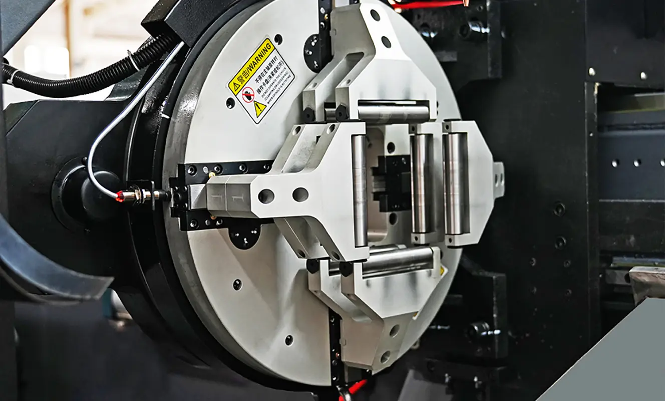 Chuck System for Fiber Laser Cutting Machine High-precision chuck system for fiber laser cutting machines, designed to securely hold and rotate metal tubes and pipes for stable and accurate laser cutting.