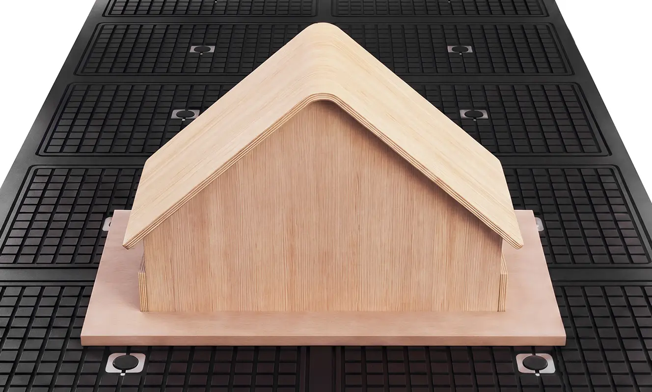 Spire CNC router's swing head enables machining of complex curved surfaces.