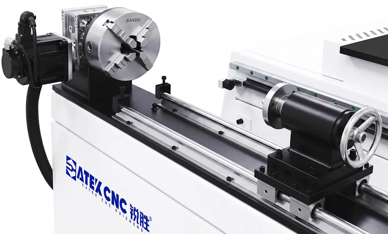 Instead of changing the spindle angle, it rotates the workpiece around an additional axis while the cutting tool performs the machining.
