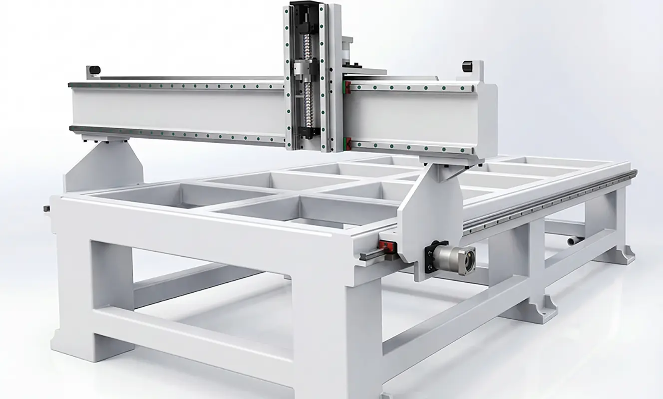 This design helps the CNC router machine maintain stable movement while the spindle performs continuous cutting, milling, engraving, and other machining operations.