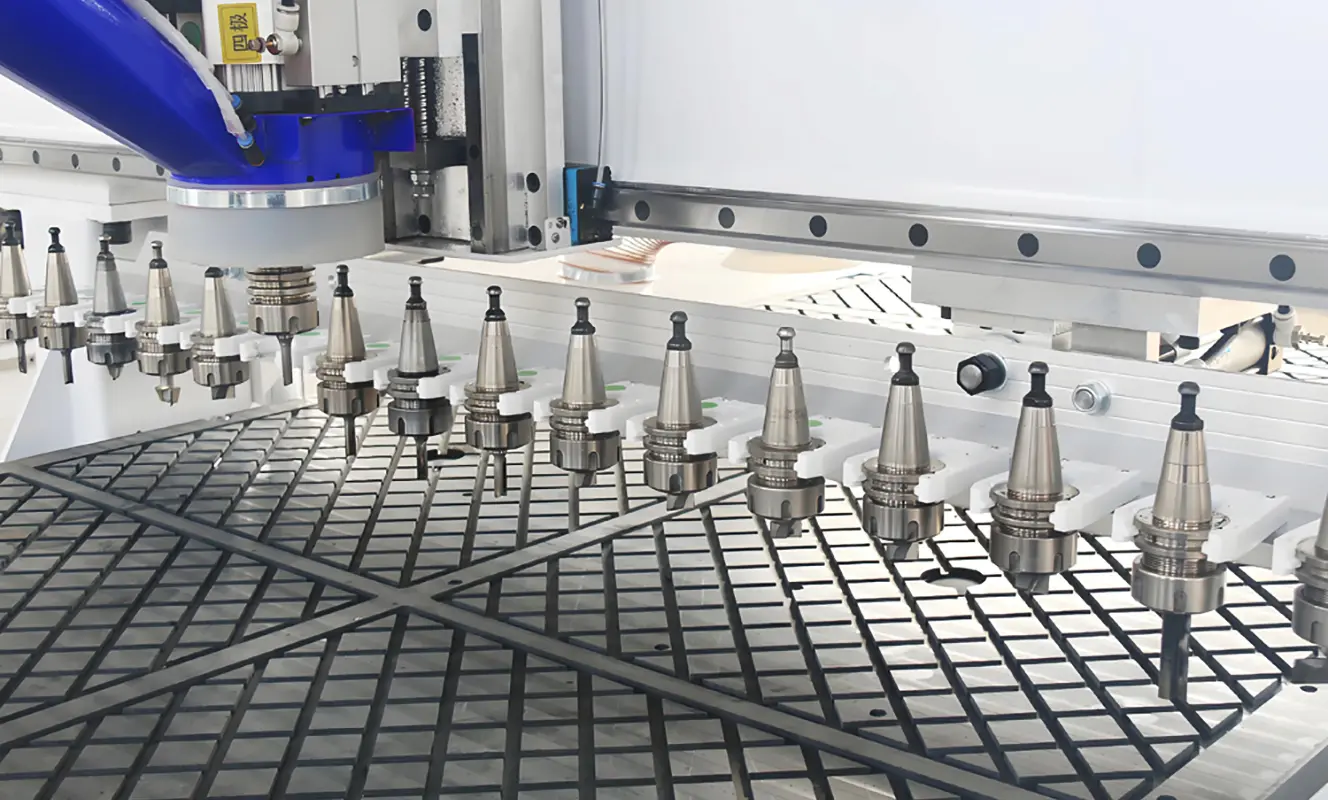 CNC Router with automatic tool changer CATEKCNC CNC router with automatic tool changer demonstrated during the Learn Your CNC factory visit, showcasing efficient multi-tool machining for woodworking and CNC projects.