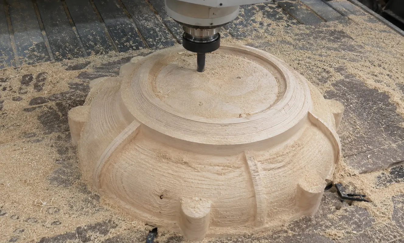 5 axis CNC router machining complex 3D workpiece