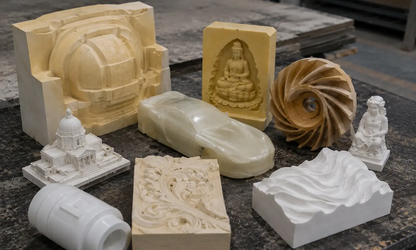 5 axis CNC machining samples including molds and 3D models