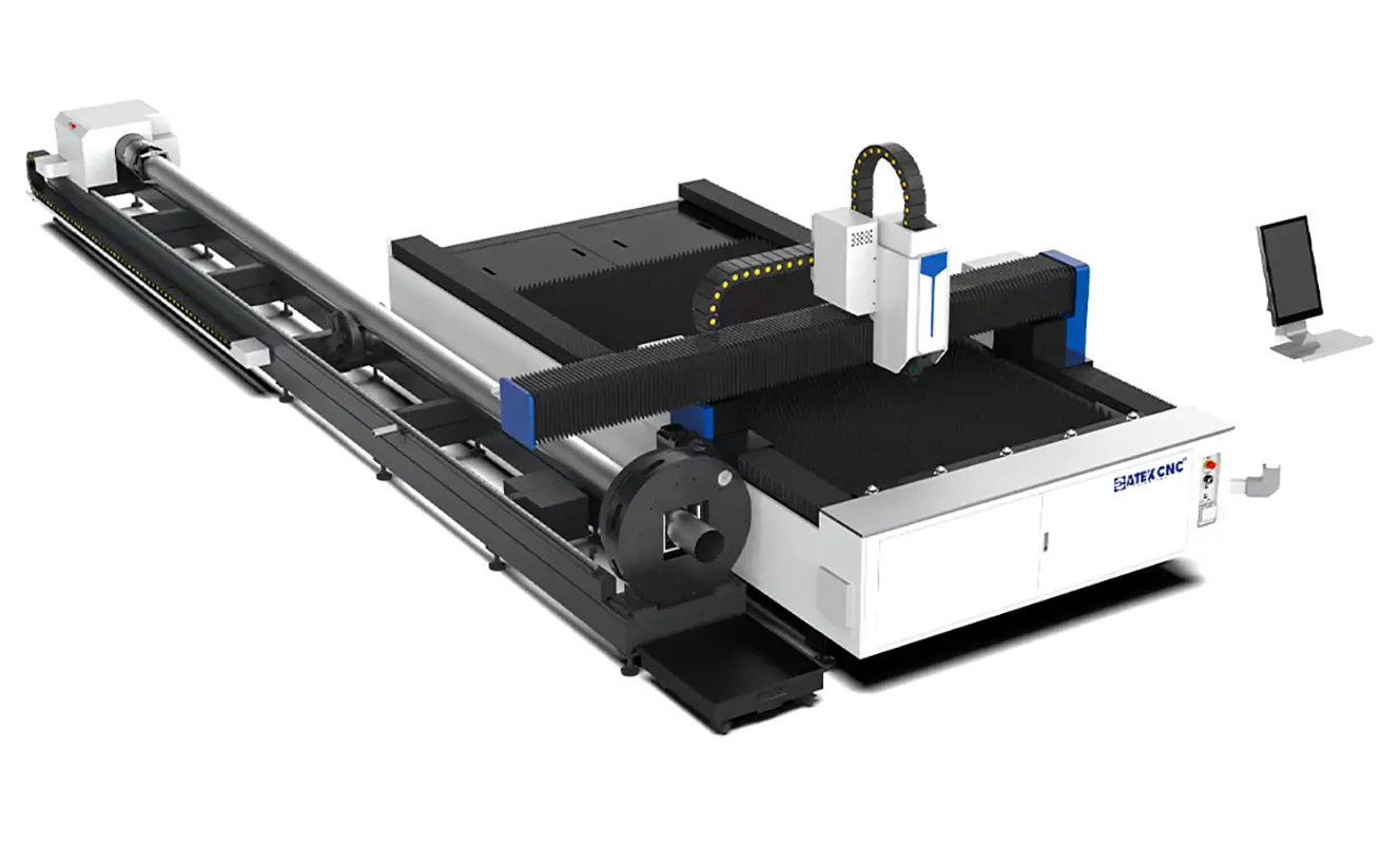 Fiber Laser Tube and Sheet Cutting Machine Fiber laser tube and sheet cutting machine for versatile metal processing, combining tube, pipe, profile, and sheet metal cutting in one CNC laser machine.