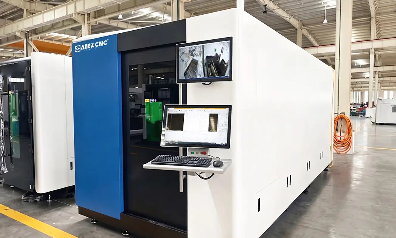 Enclosed Fiber Laser Cutting Machine for Metal Enclosed fiber laser cutting machine with a fully enclosed cutting area for safe, precise, and efficient metal sheet processing.