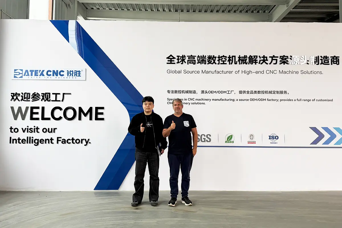 French Guiana Client Visits CNC Router Factory for Wooden Door Production