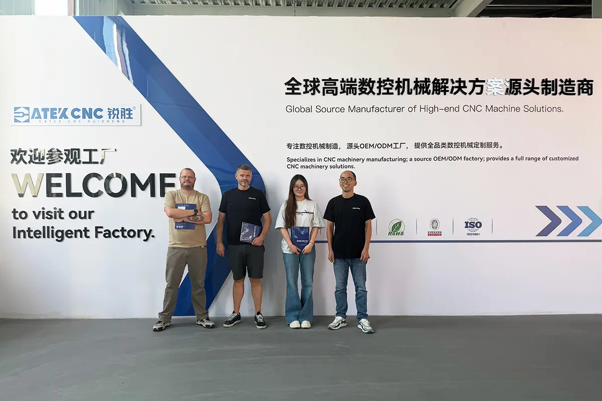 US Customer Visits Factory for 5 Axis CNC Router Inspection