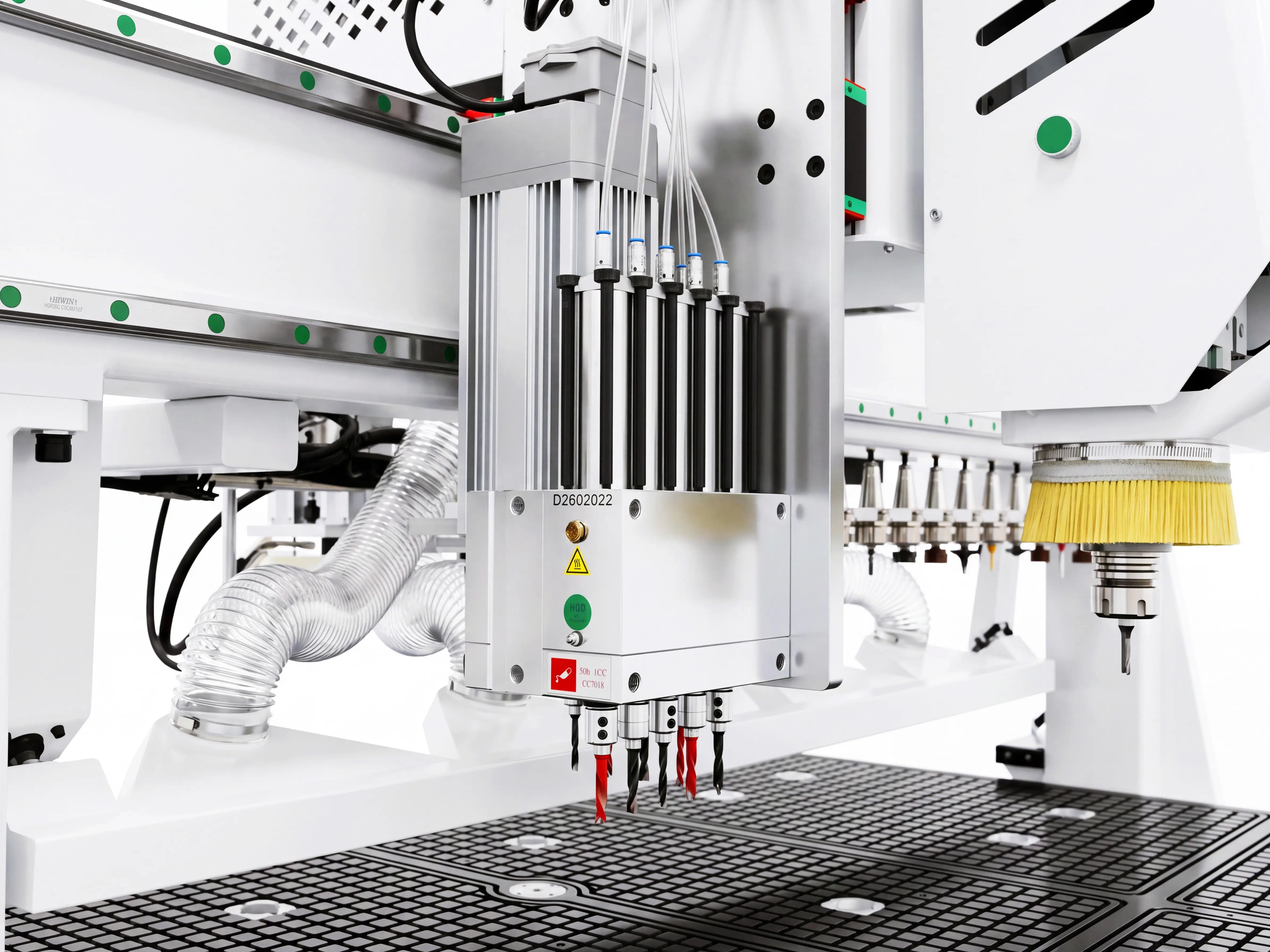 HQD 5+4 pneumatic automatic drilling unit of Spire 2140 Automatic loading & unloading CNC nesting machine with 4-axis swing head and drilling unit