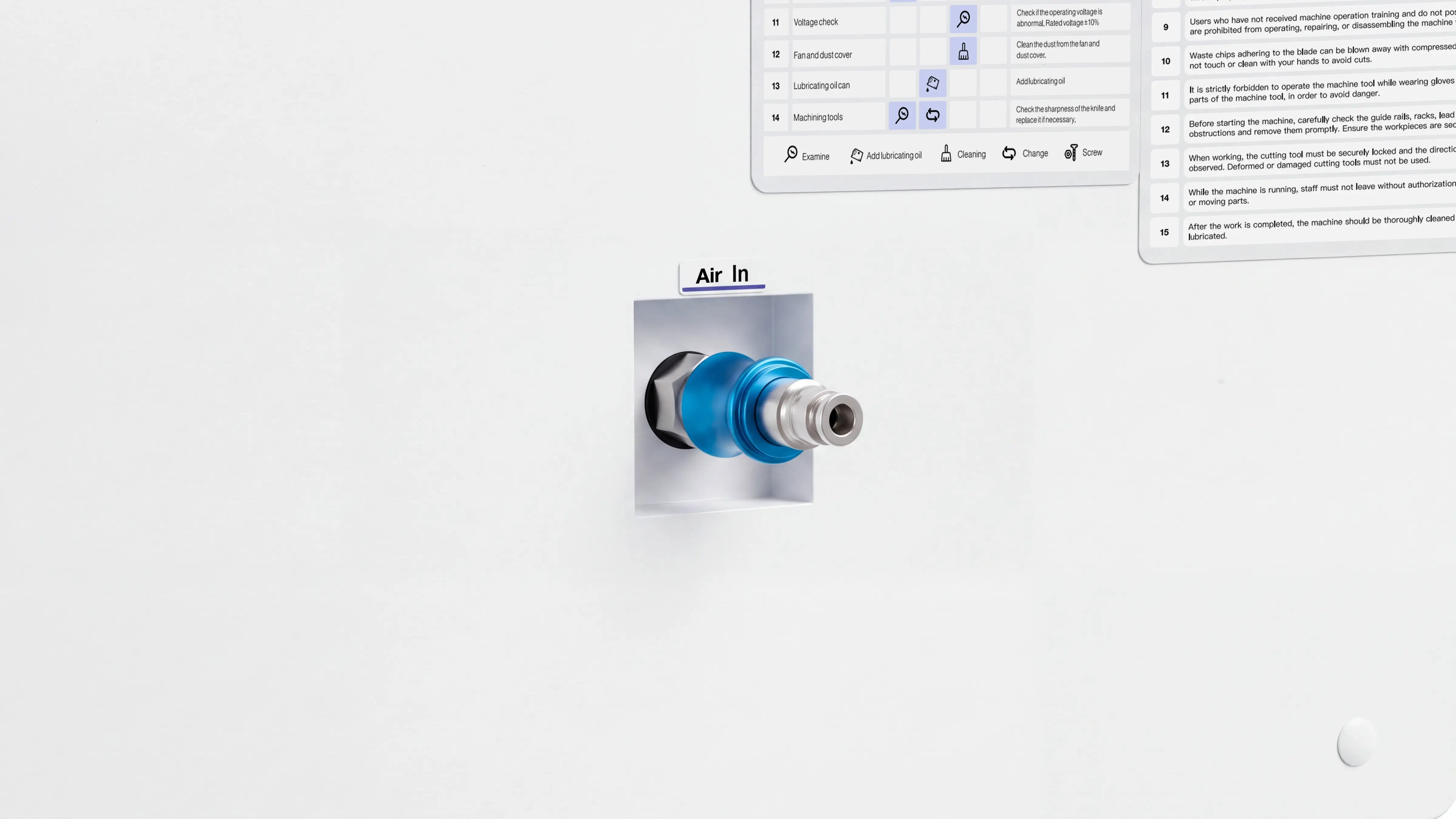 Air source connection sliding valve of Spire 2140 Automatic loading & unloading CNC nesting machine with 4-axis swing head and drilling unit