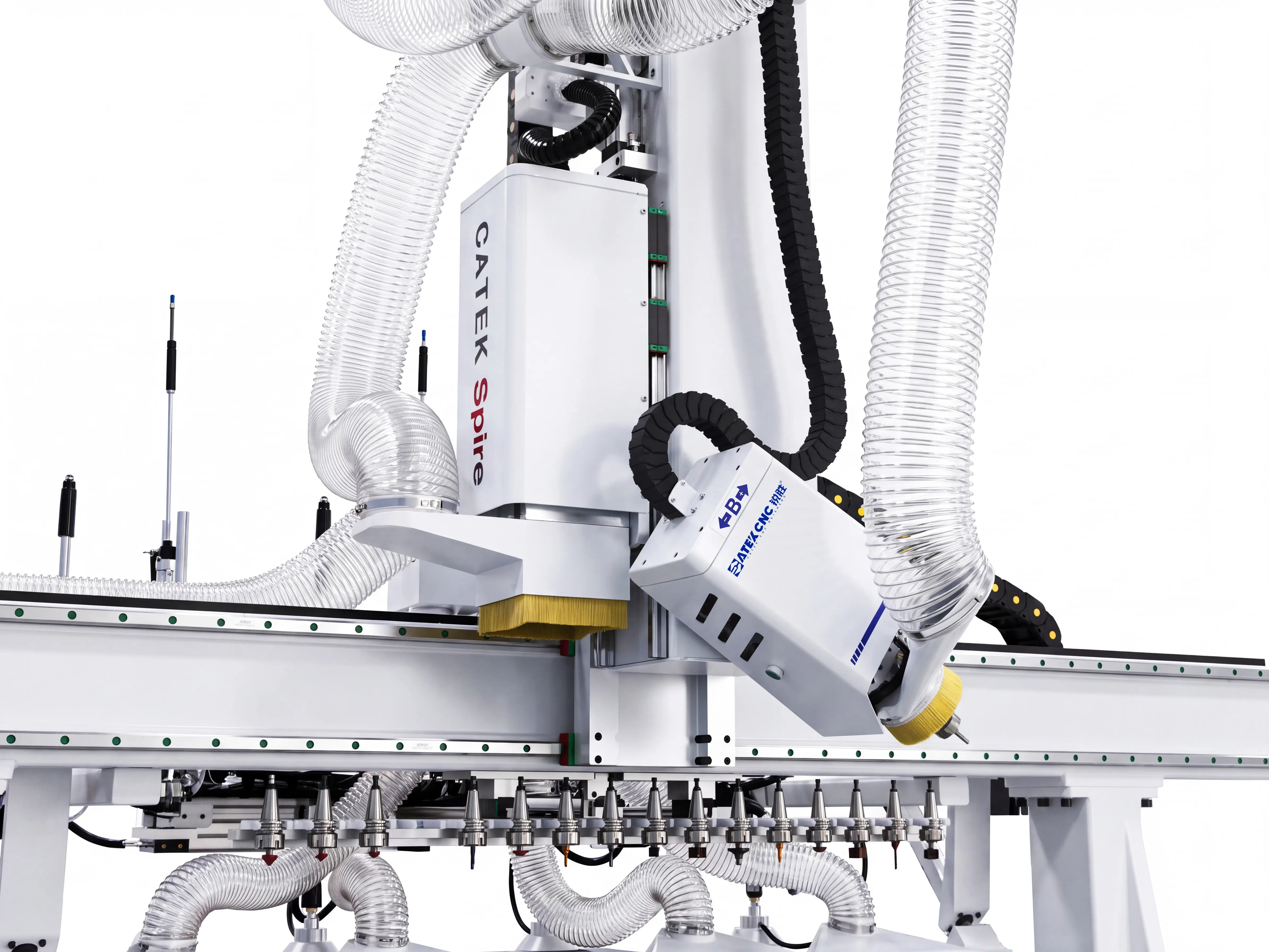 4-axis swing head of Spire 2140 Automatic loading & unloading CNC nesting machine with 4-axis swing head and drilling unit