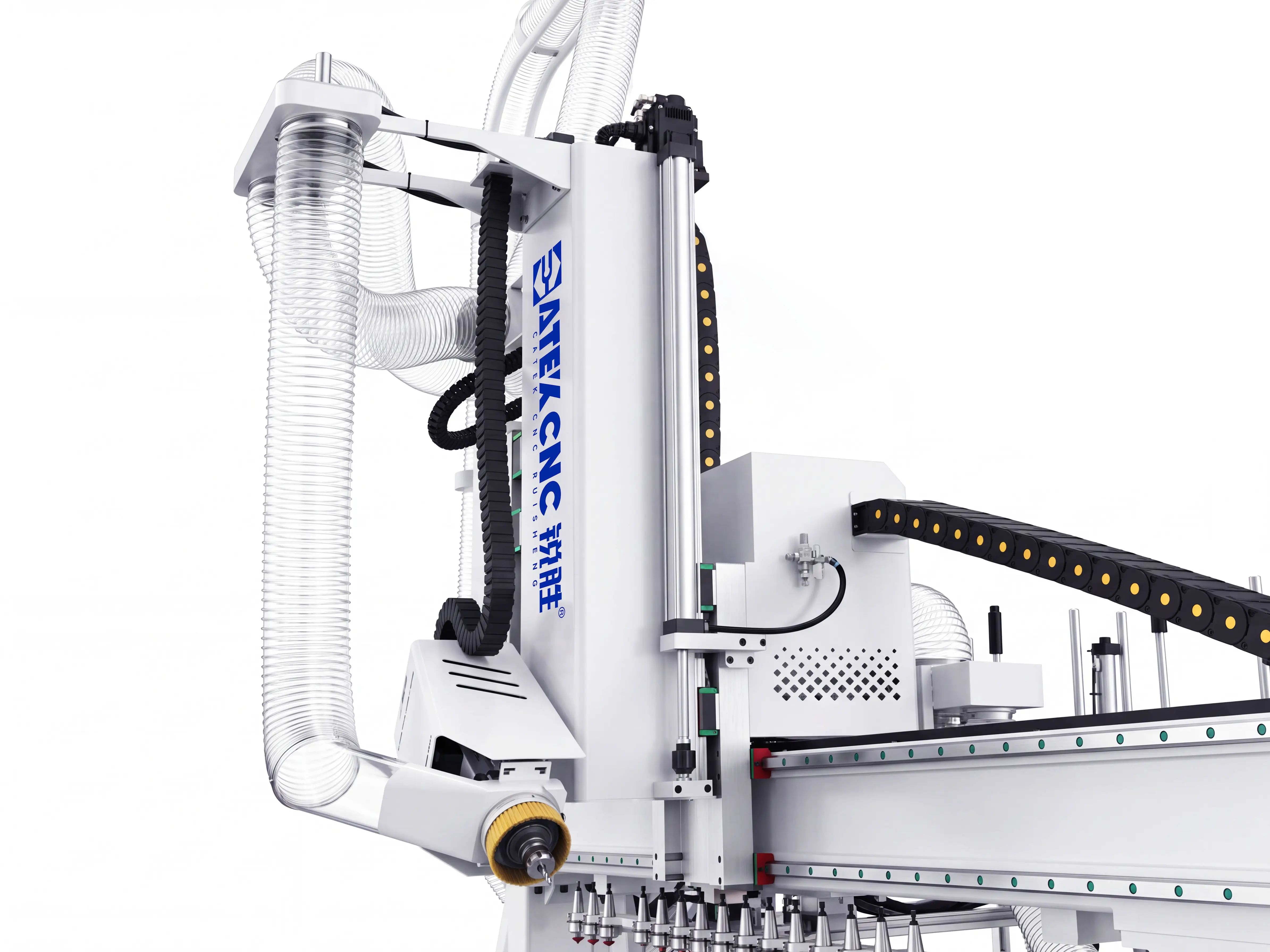 4-axis tilting spindle of Spire 2140 Automatic loading & unloading CNC nesting machine with 4-axis swing head and drilling unit