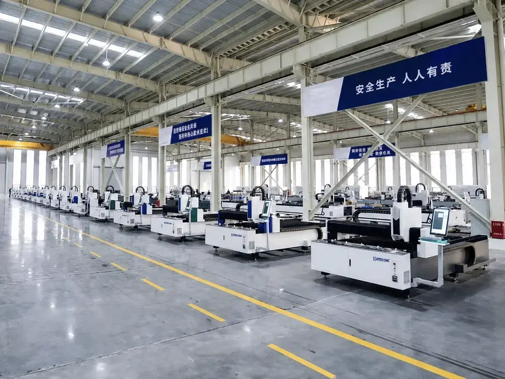 Production workshop for the CK-1530-FL fiber laser sheet metal cutting machine Production workshop for the CK-1530-FL fiber laser sheet metal cutting machine