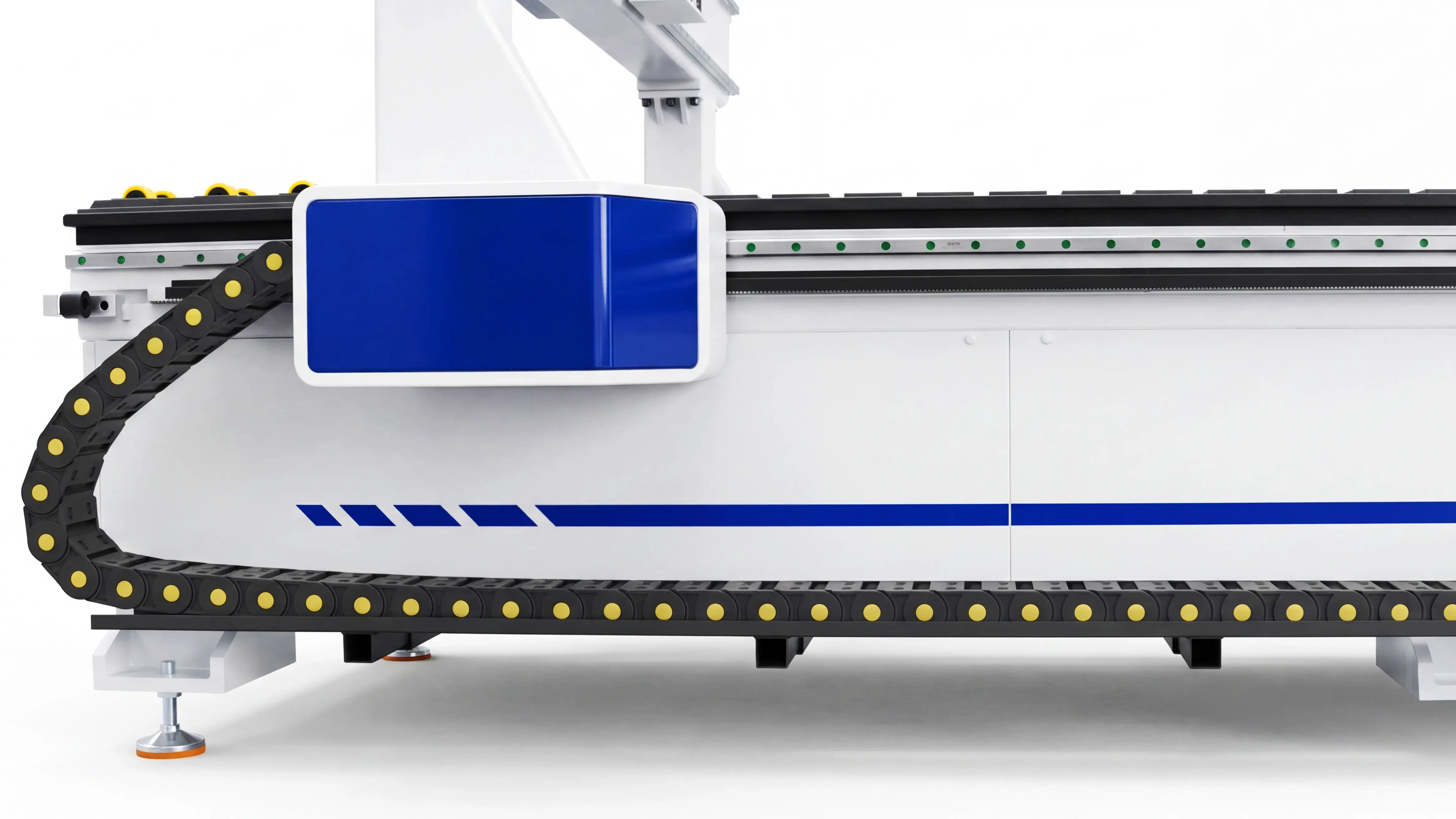 Fully enclosed high-strength cable carrier of Spire 1530 4-axis CNC router