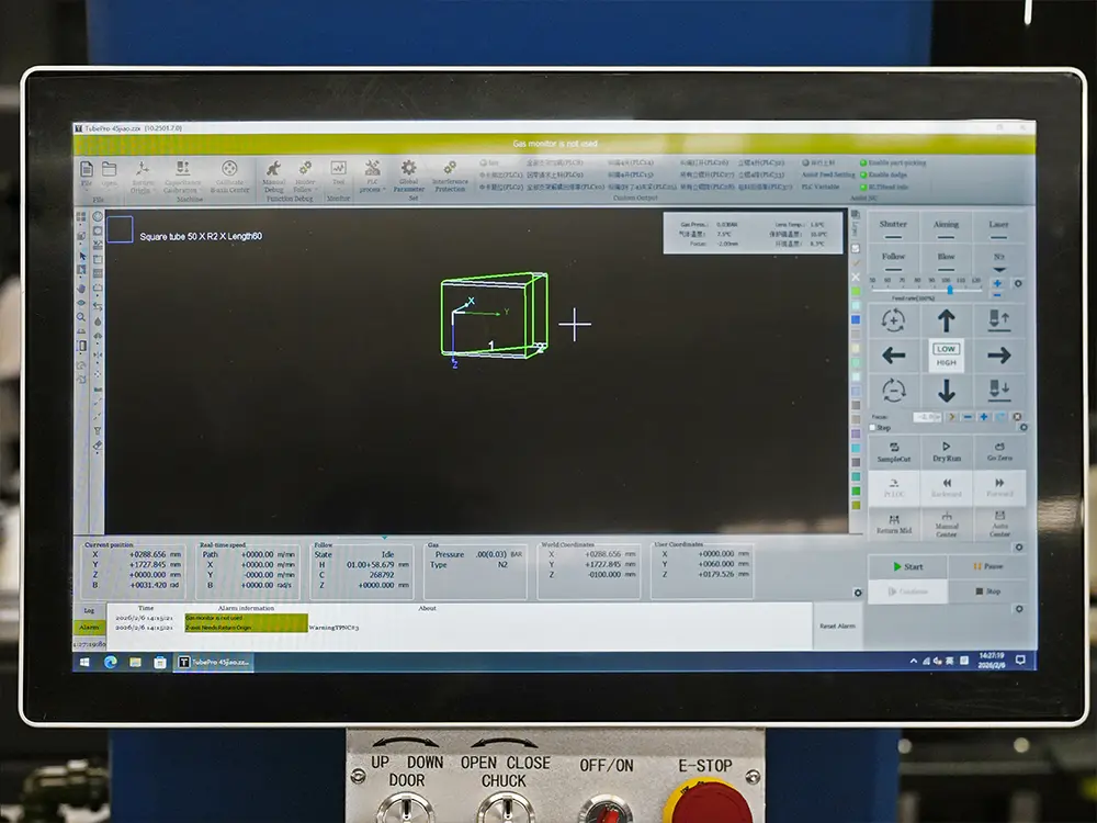 TubePro HMI of high-speed fiber laser tube cutting machine with automatic loading & unloading