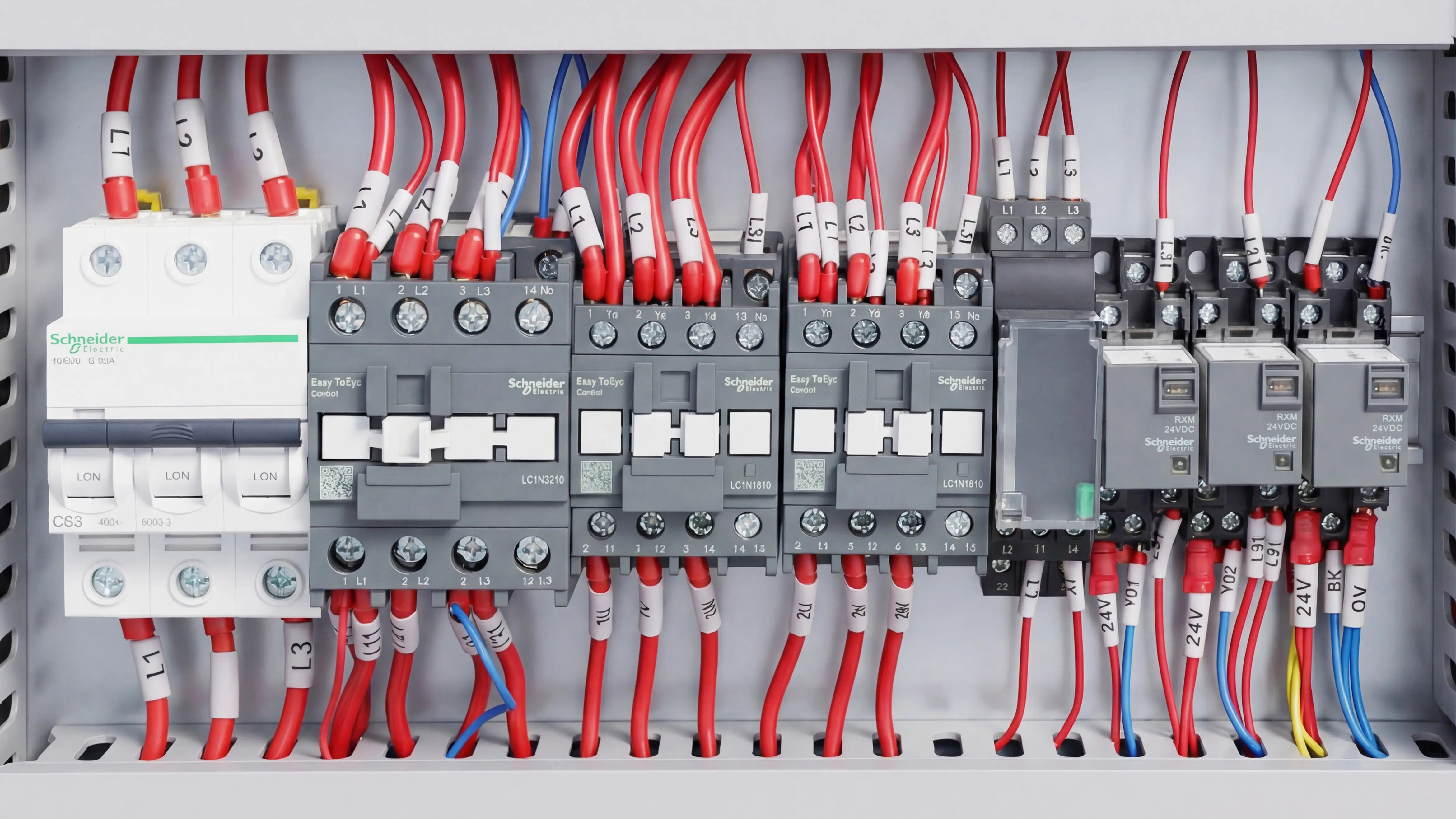 Schneider electrical components of Spire 1325 CNC router with flood cooling