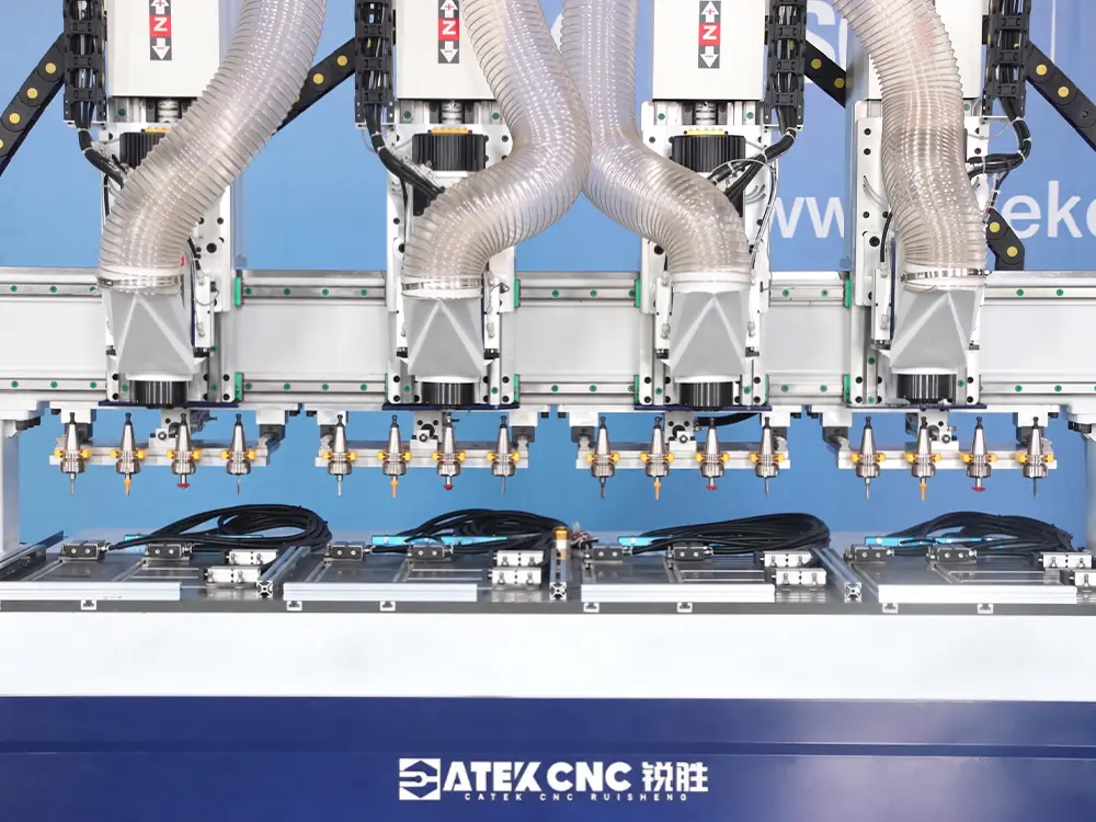 Automatic tool change spindles Automatic tool change spindles of the 4-station ATC CNC wood router