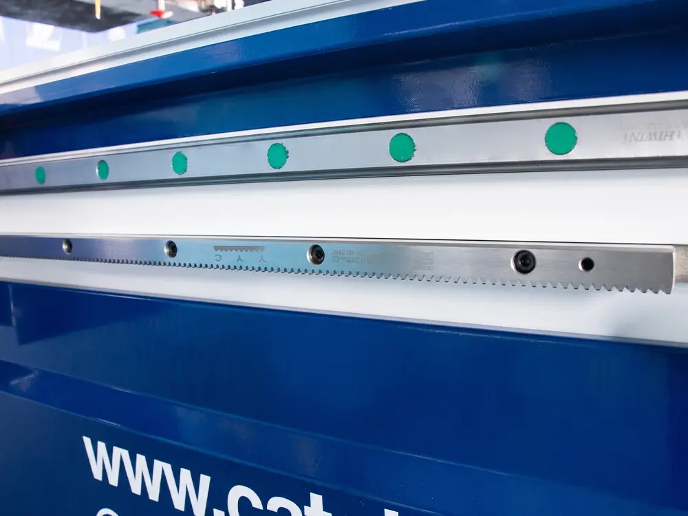 Y-axis linear guide and rack Y-axis linear guide and rack of the 4-station ATC CNC wood router