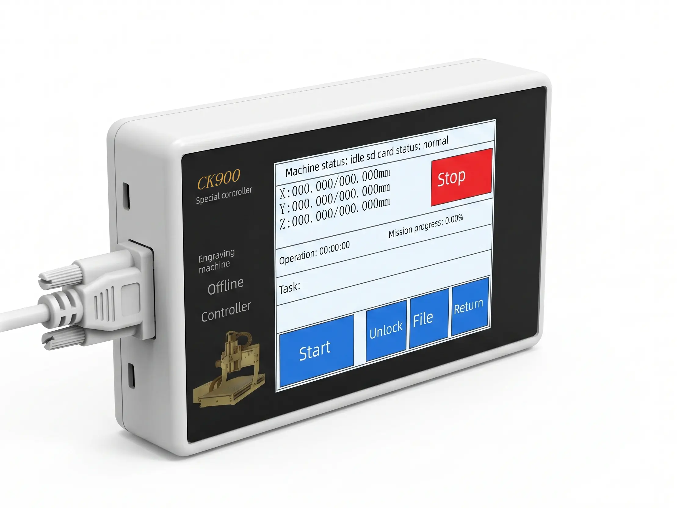 Optional GRBL offline controller for the small CNC Router, allowing users to load G-code files from a USB drive and operate the machine independently without a continuous computer connection.