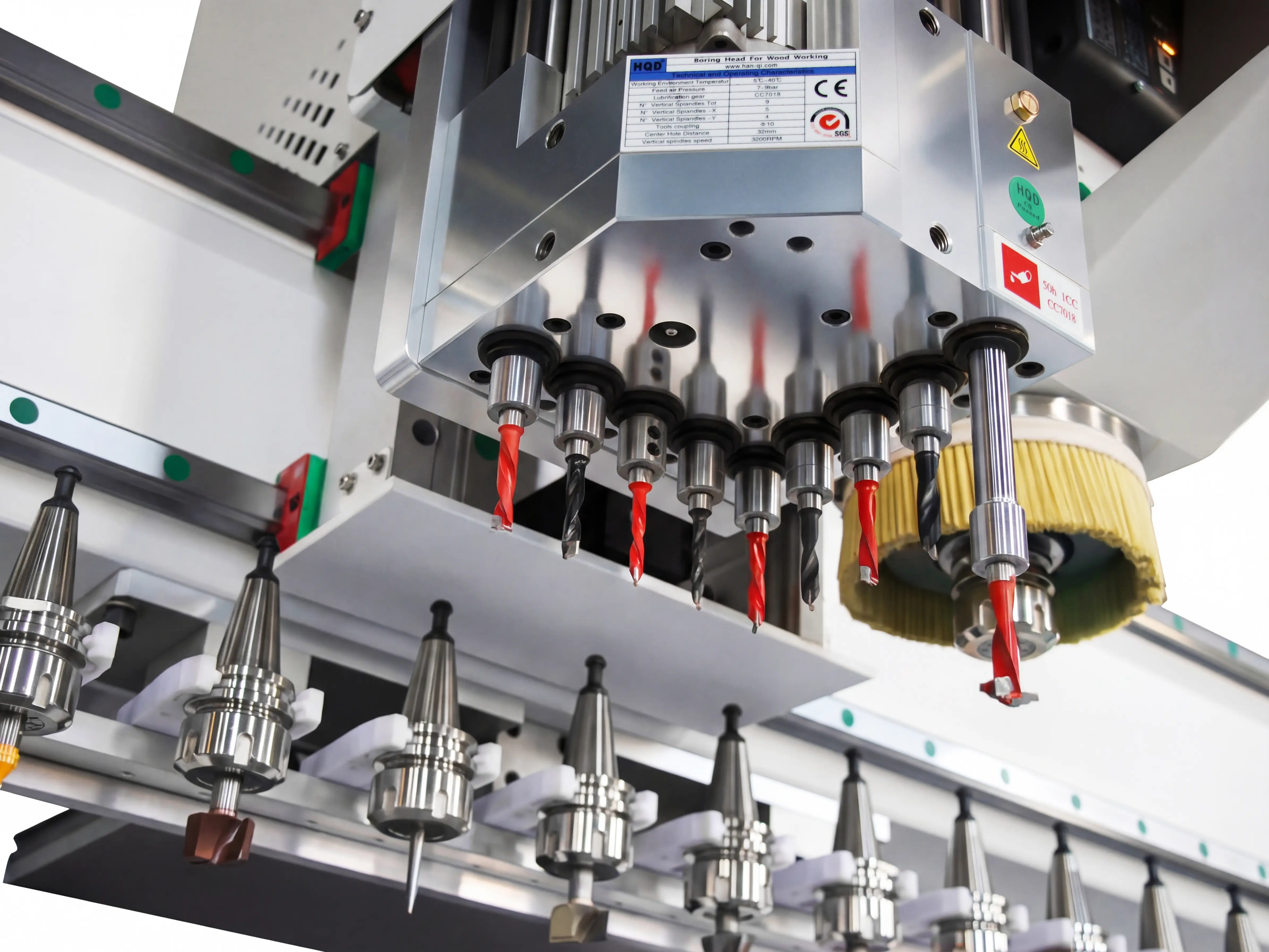 HQD 5+4 vertical drilling unit of Spire 2130 ATC CNC router