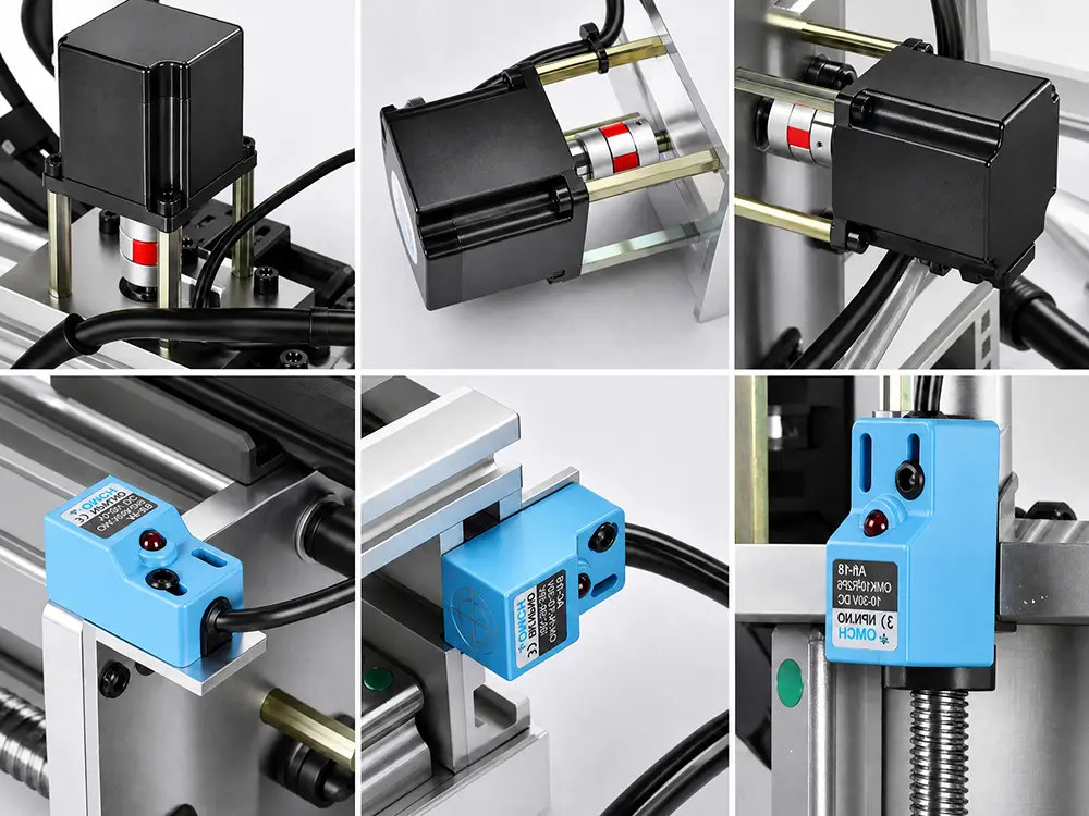 Servo drive system with limit protection on the CNC Router, providing precise closed-loop motion control, stable axis positioning, and enhanced safety during engraving, milling, and continuous machining operations.