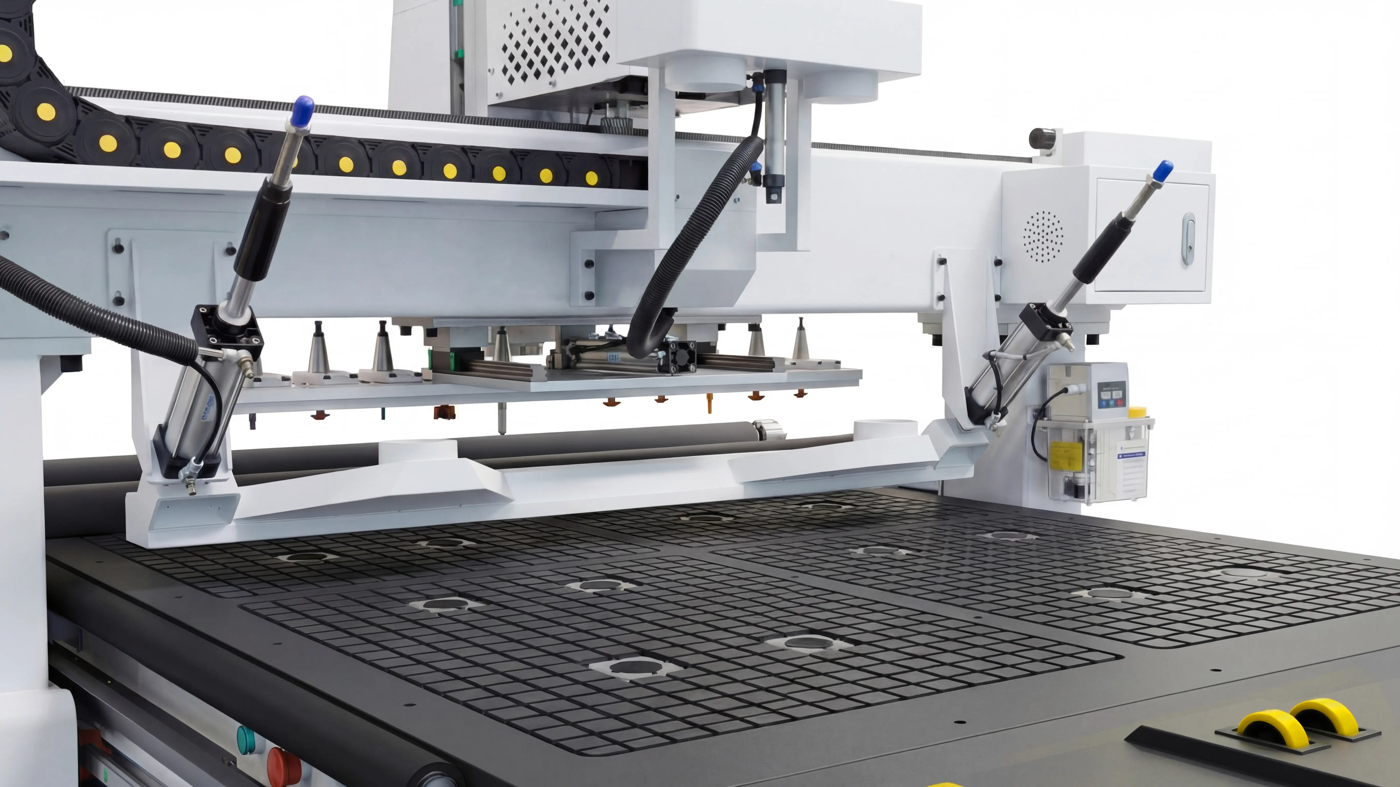 Rear automatic panel pusher for Spire 1325 linear ATC CNC wood router