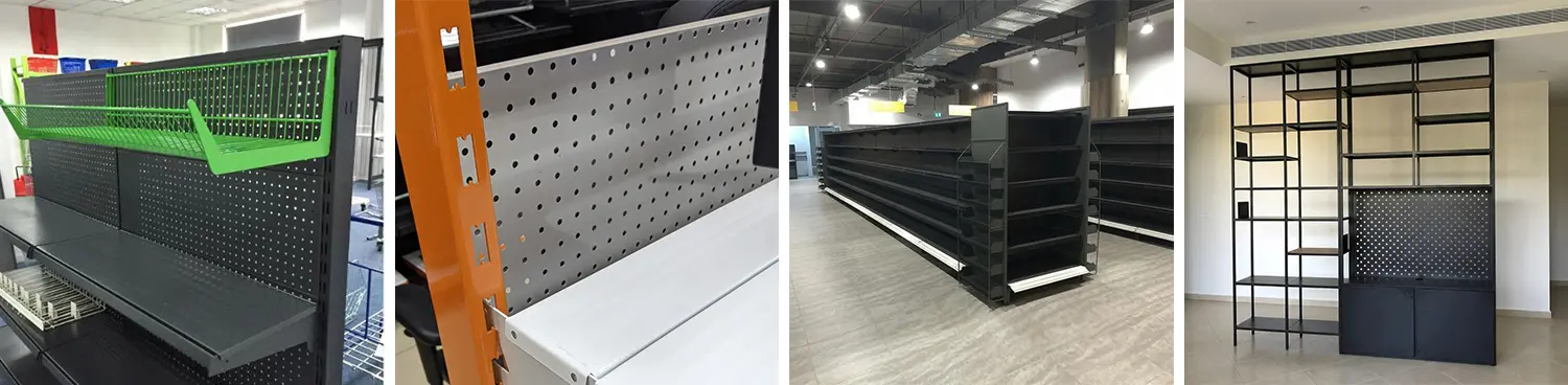 Applications of the enclosed fiber laser sheet cutting machine with shuttle table in the display cabinet and shelving industry: supermarket display cabinets, metal display stands, etc. Applications of the enclosed fiber laser sheet cutting machine with shuttle table in the display cabinet and shelving industry: supermarket display cabinets, metal display stands, etc.