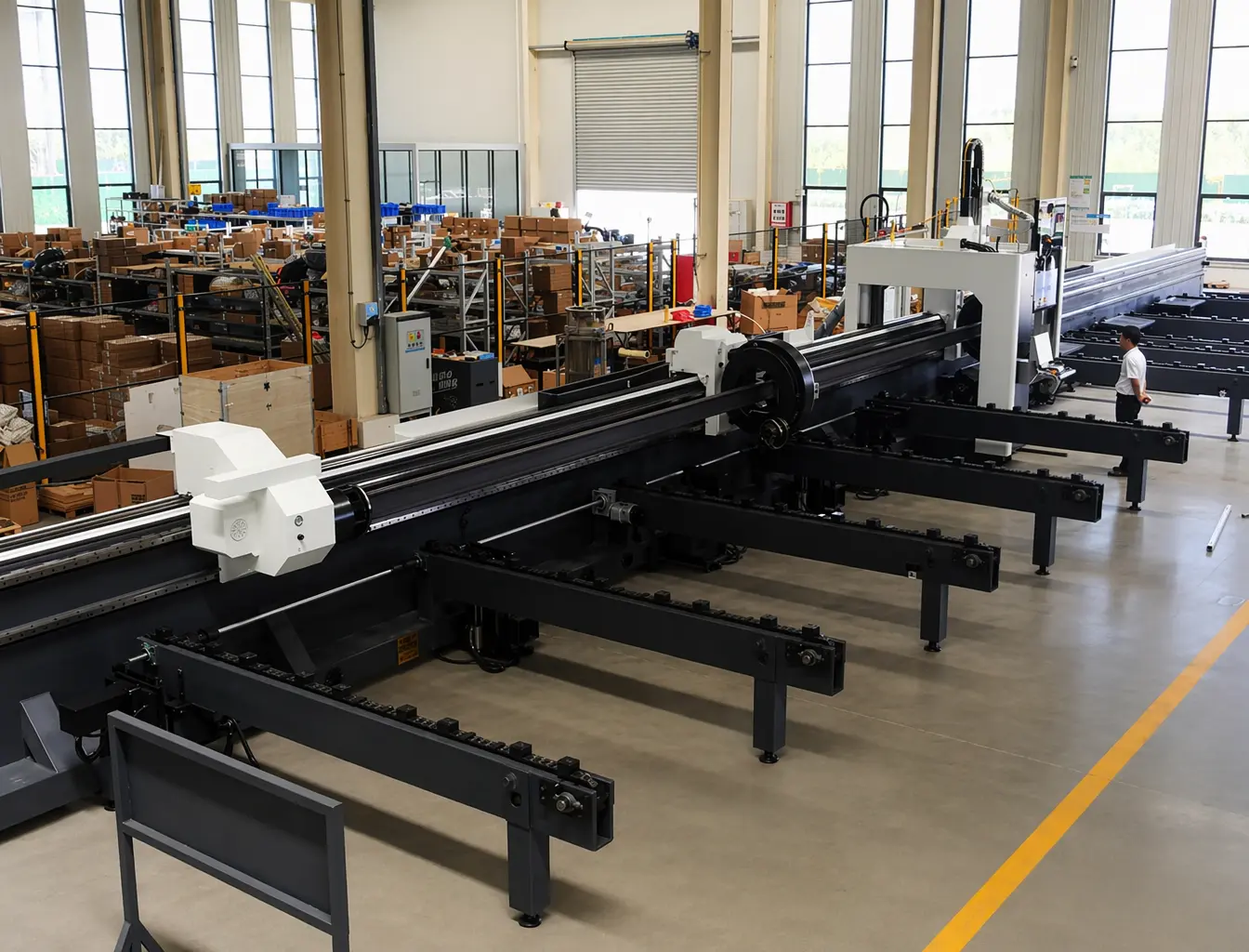 3-Chuck clamping system 3-Chuck clamping system of the 3-chuck fiber laser tube cutting machine with bevel cutting
