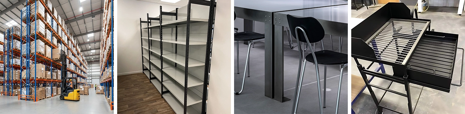 The all-in-one fiber laser cutting machine is widely applied in the metal furniture and warehousing rack industries for fabricating products such as warehouse racking, supermarket shelving, display stands, steel office furniture, and metal storage racks.