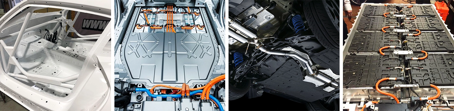 The all-in-one fiber laser cutting machine is widely applied in the automotive industry for manufacturing components such as vehicle chassis, exhaust pipes, automotive sheet metal parts, crash beams, cockpit structural frames, and EV battery brackets.