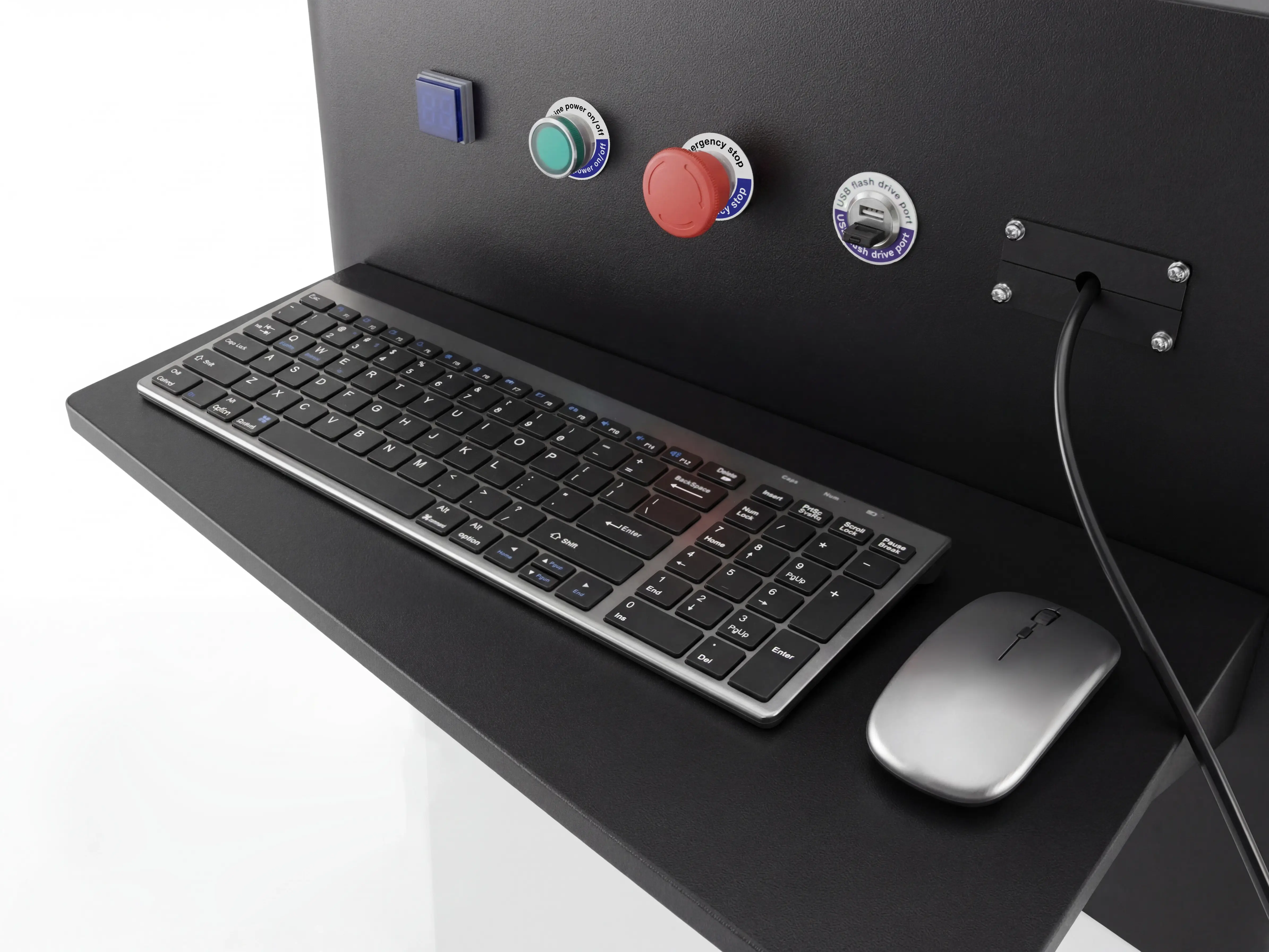 Wireless keyboard and mouse for Spire 2130 CNC router with 4-axis swing head and rotary 4th axis