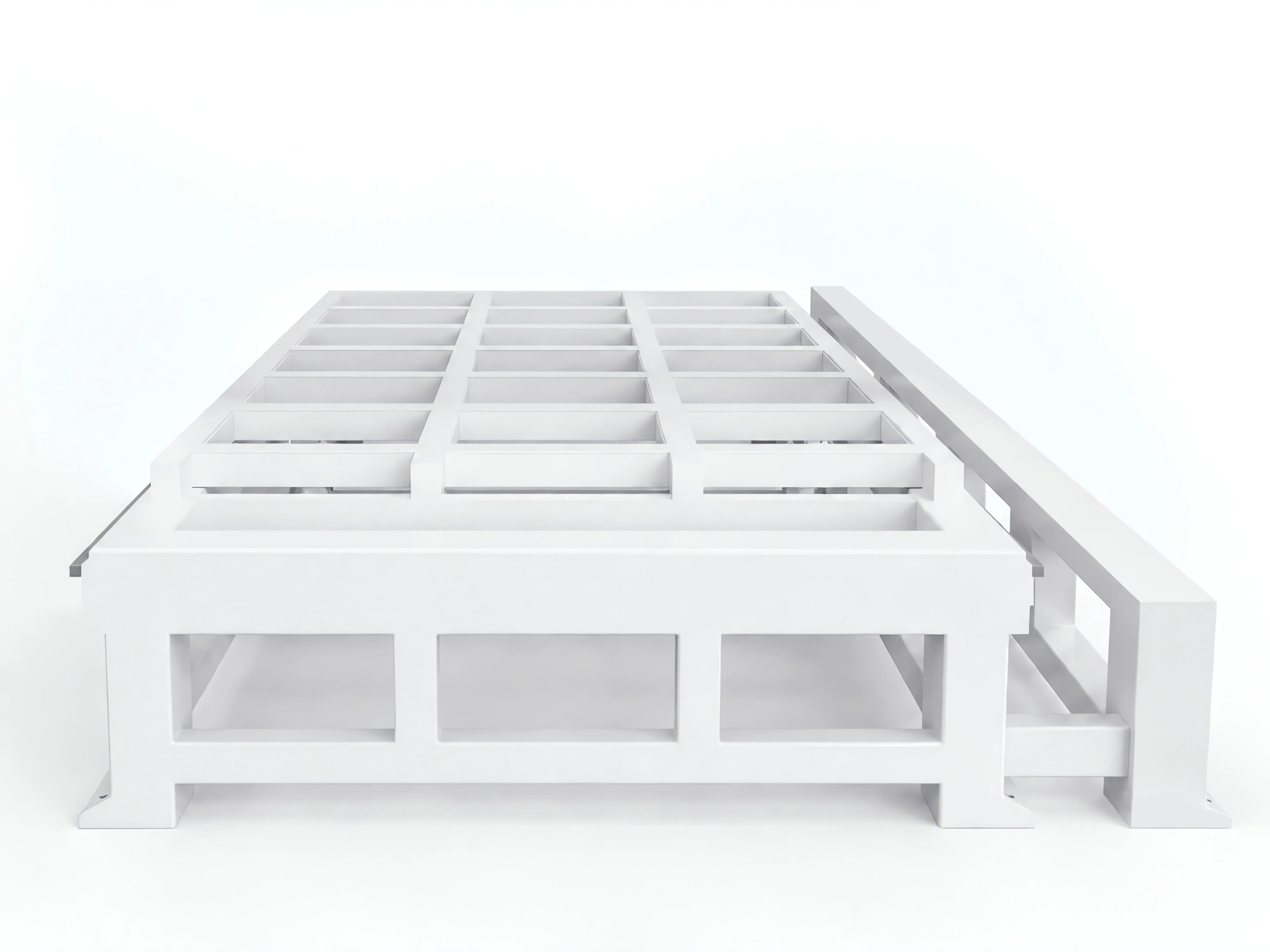 Heavy-duty bed of Spire 2130 CNC router with 4-axis swing head and rotary 4th axis