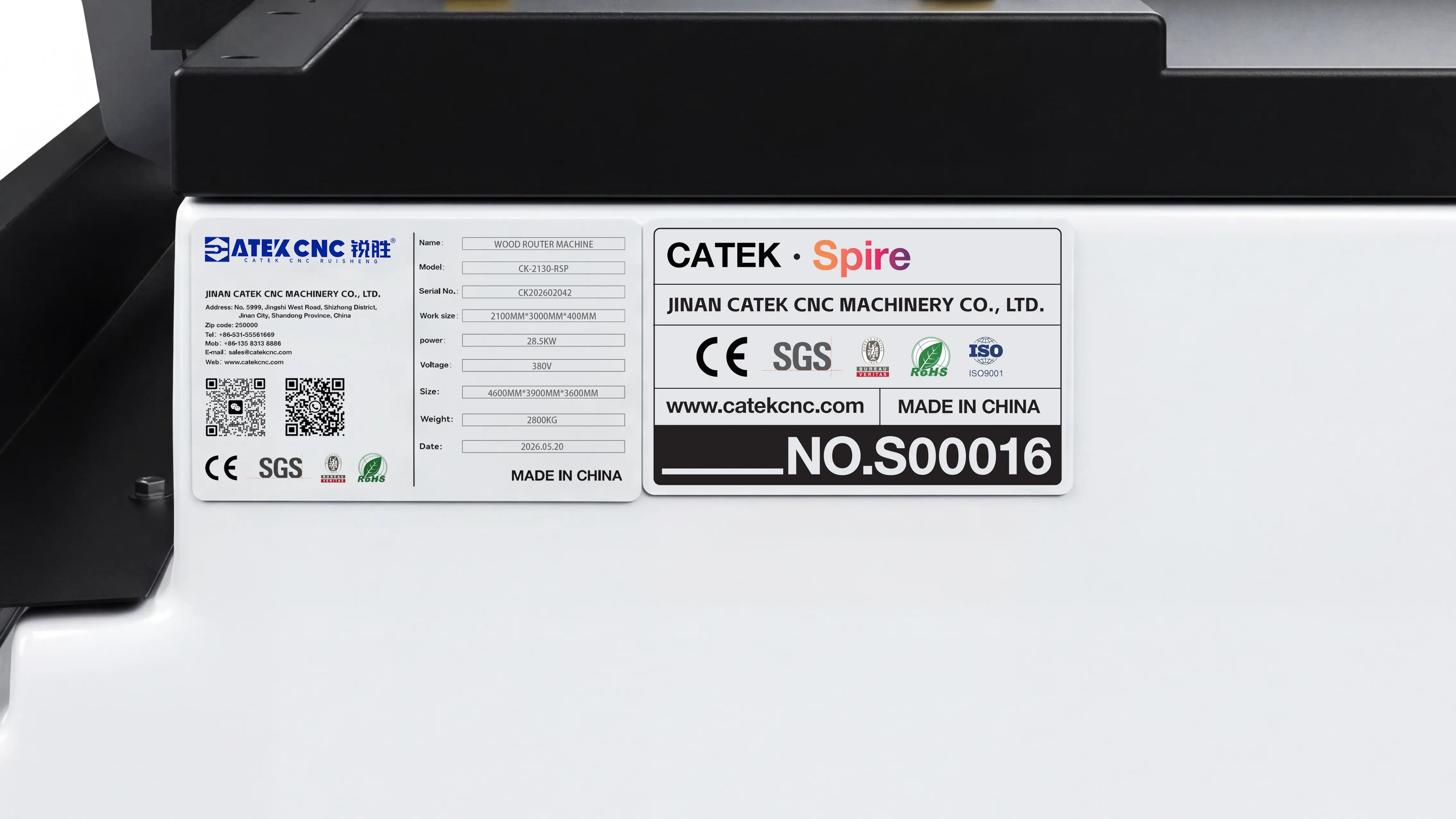 Spire series exclusive serial number of Spire 2130 CNC router with 4-axis swing head and rotary 4th axis