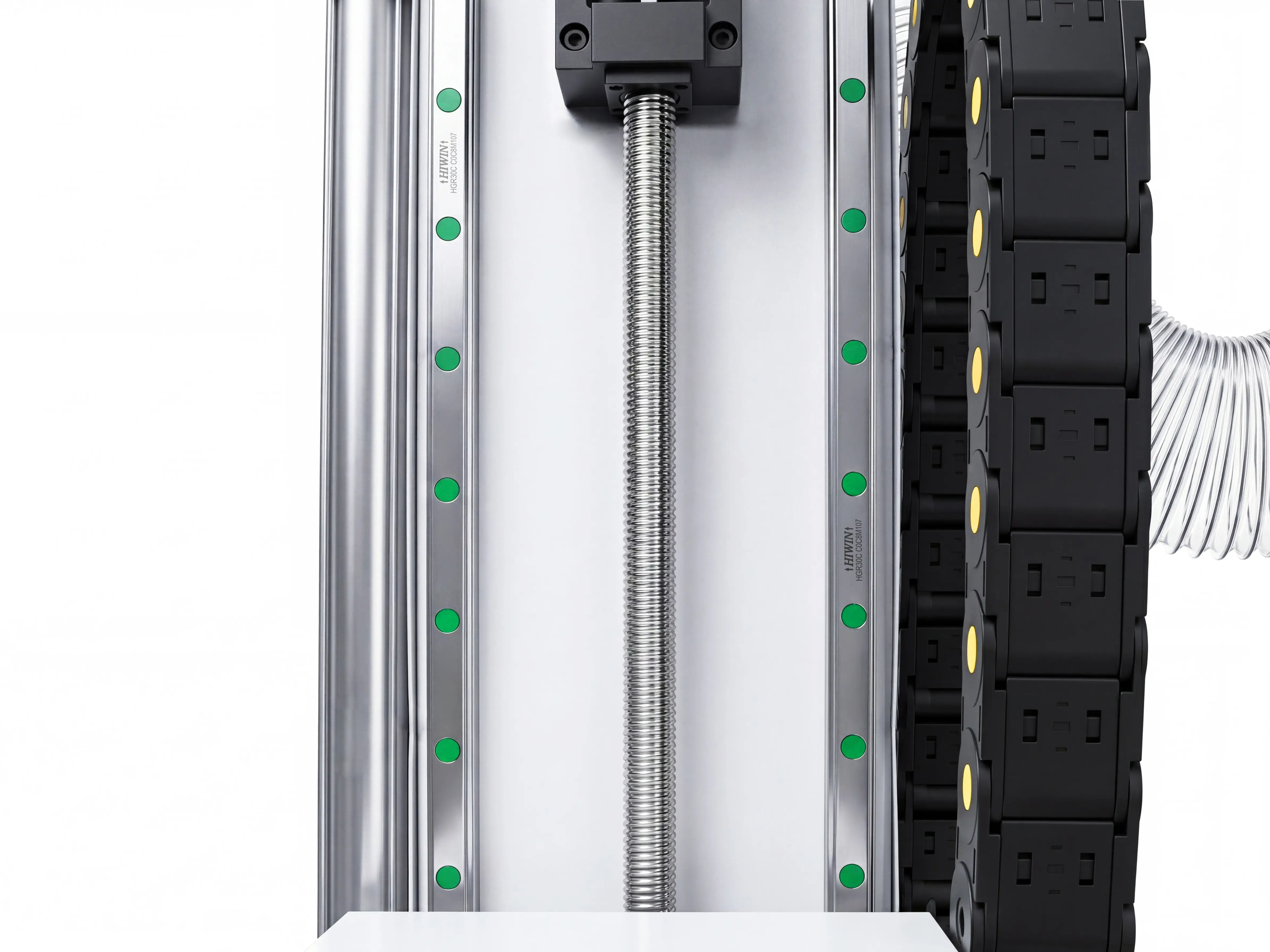 TBI (Taiwan) ground ball screws of Spire 2130 CNC router with 4-axis swing head and rotary 4th axis