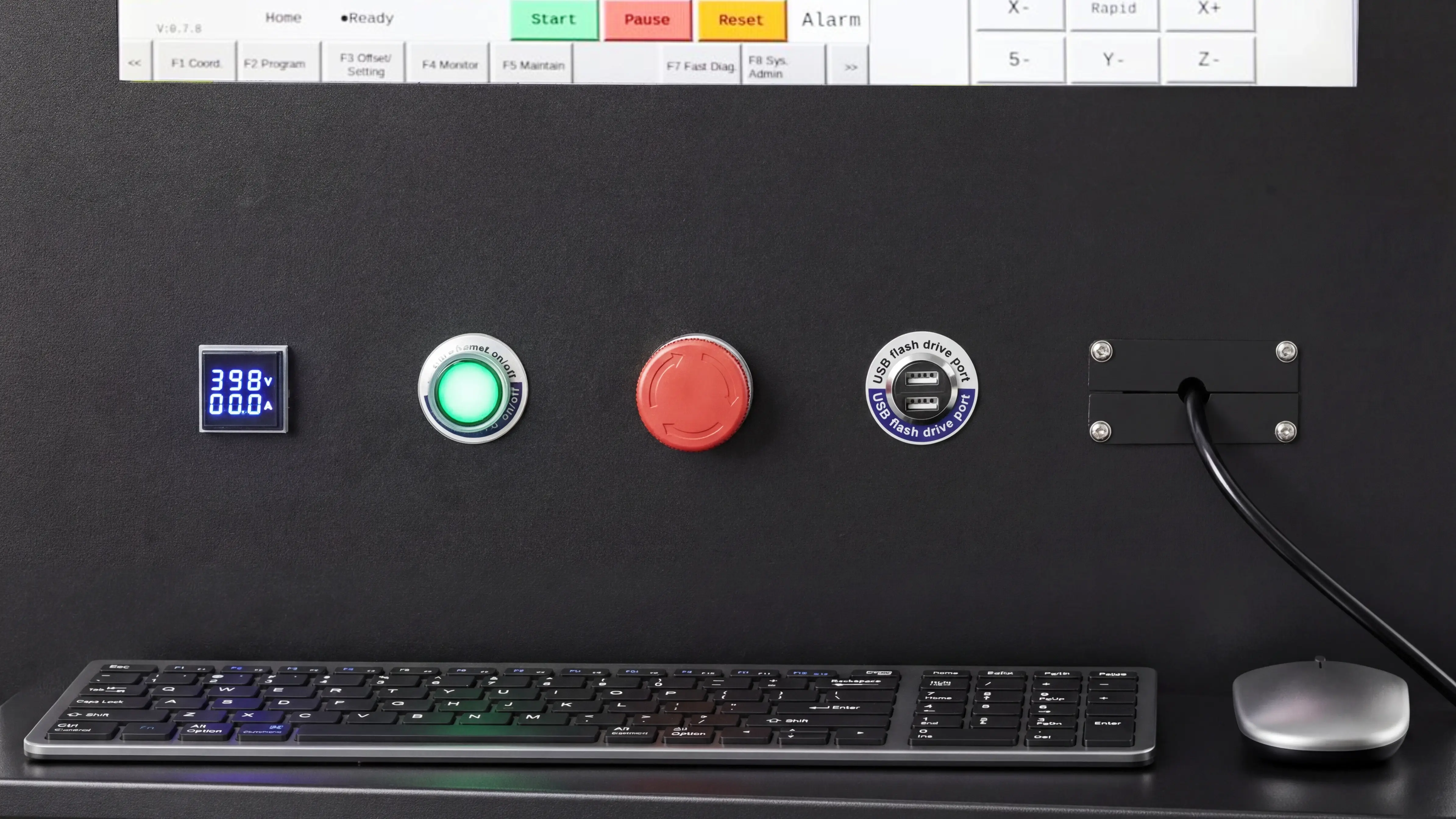 High-quality power switches of Spire 2130 CNC router with 4-axis swing head and rotary 4th axis