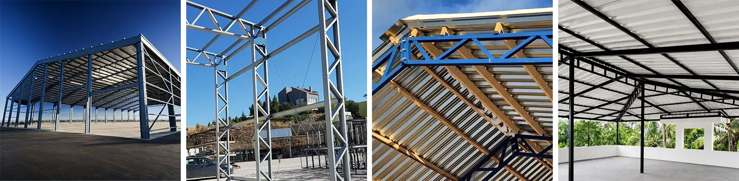 Applications of the 2-chuck fiber laser tube cutting machines in the steel structure engineering industry: building frames, curtain wall connecting tubes, factory trusses, etc.