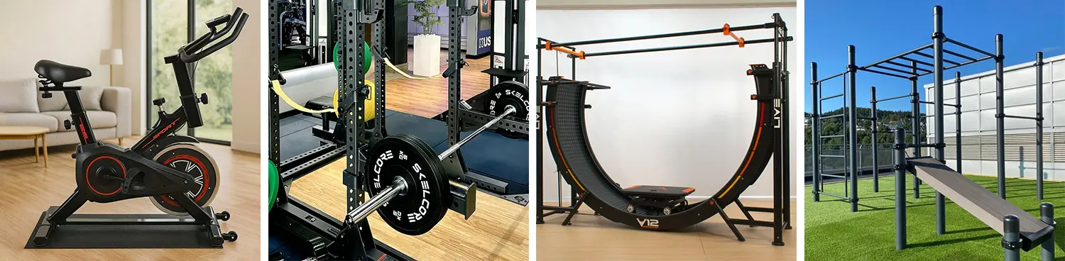 Applications of the 2-chuck fiber laser tube cutting machines in the fitness equipment industry: exercise bike frames, barbell racks, rowing machines, outdoor fitness equipment, etc.