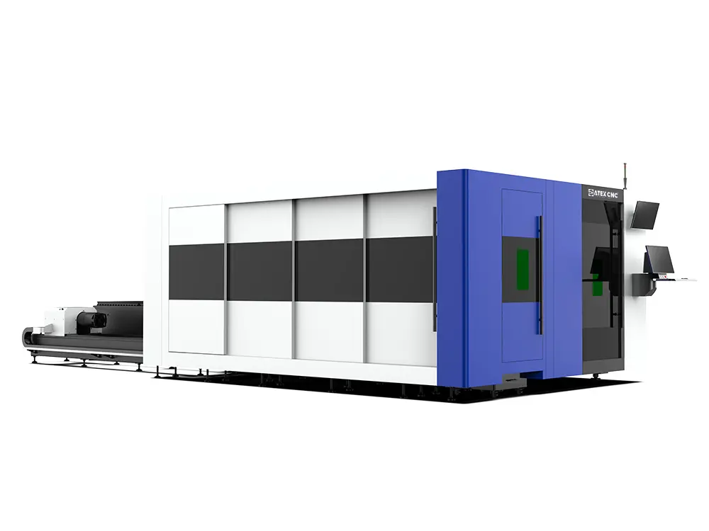 Enclosed fiber laser cutting machine with shuttle table for sheet and tube cutting Enclosed fiber laser cutting machine with shuttle table for sheet and tube cutting