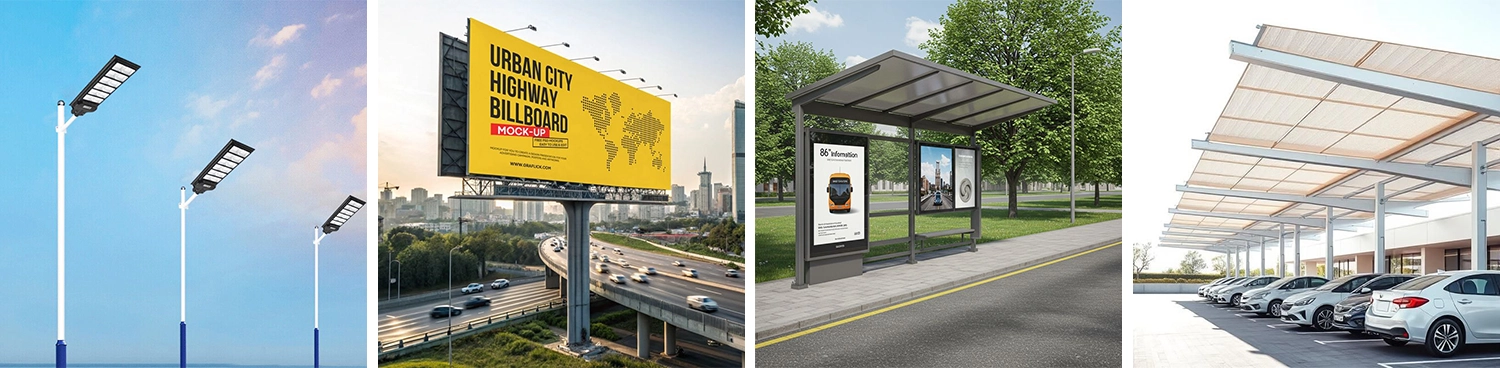 The 3-chuck fiber laser tube cutting machine is widely used in the outdoor infrastructure industry, including street light poles, outdoor billboard support structures, outdoor signage frames, and other public facility components.