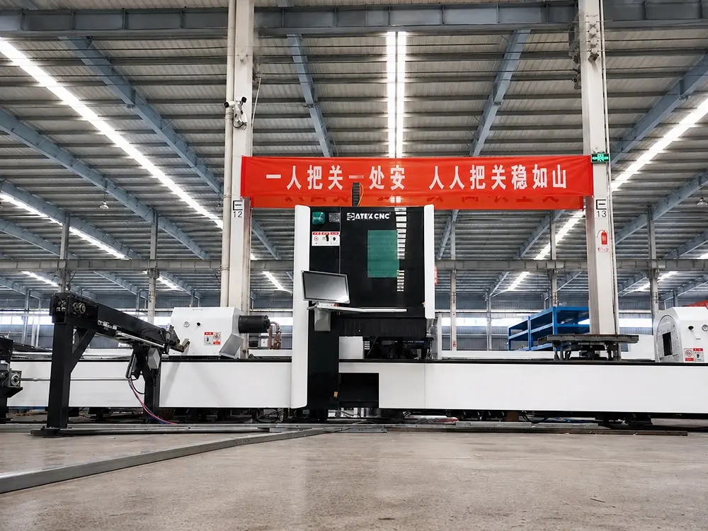 Front view of the 3-chuck horizontal fiber laser tube cutting machine