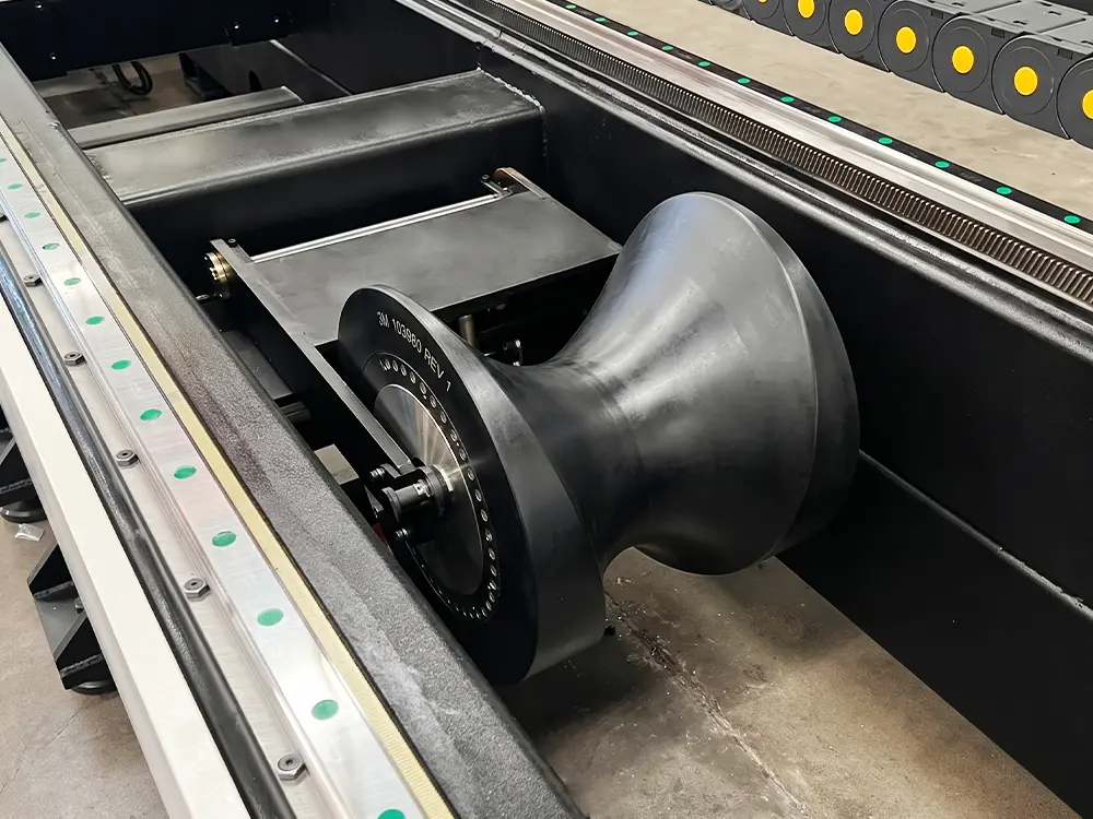Follow-up support system for round tube