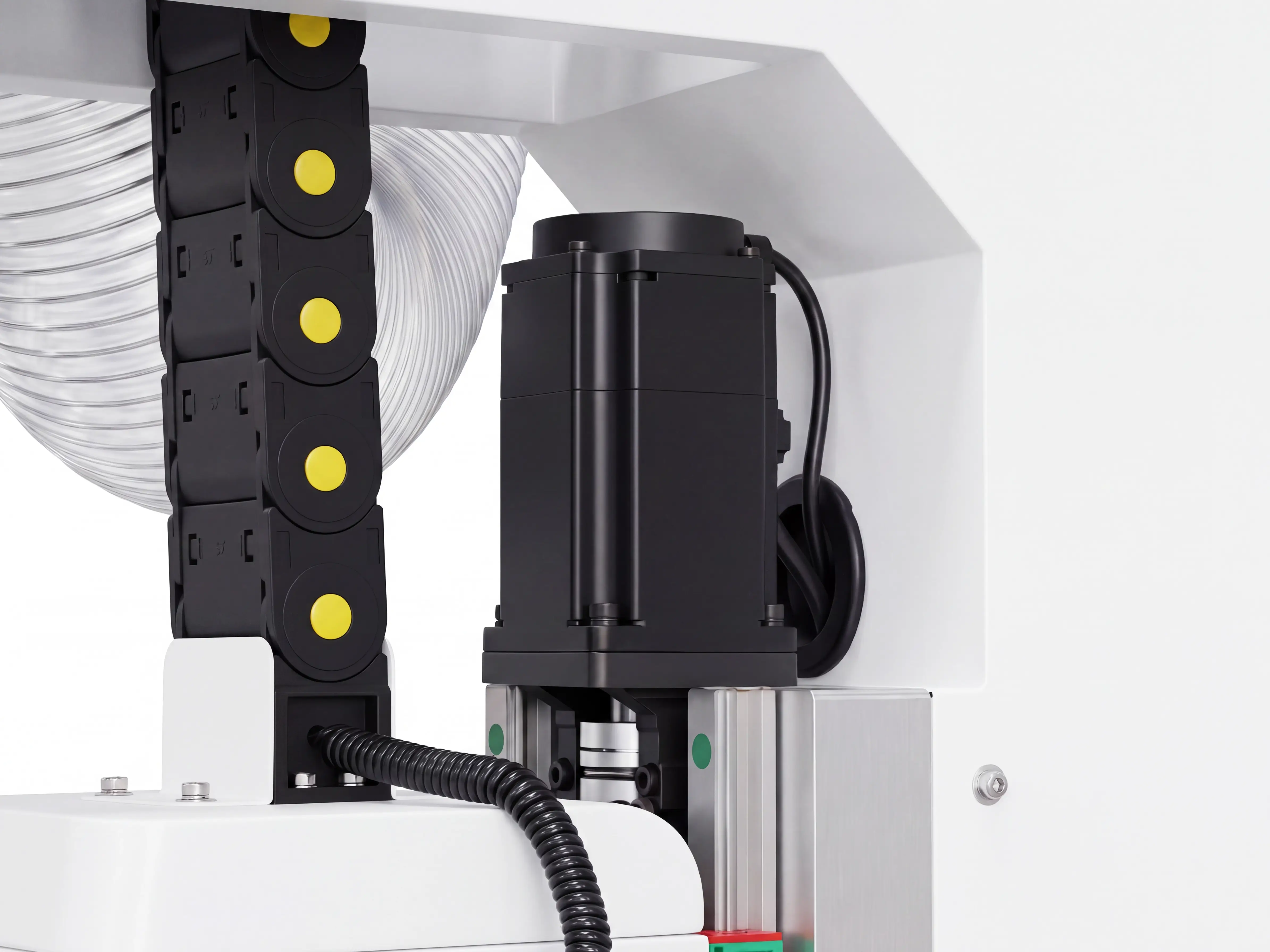 CATEKCNC self-developed servo motor for rotary 4th axis of Spire 1530 dual-spindle CNC router