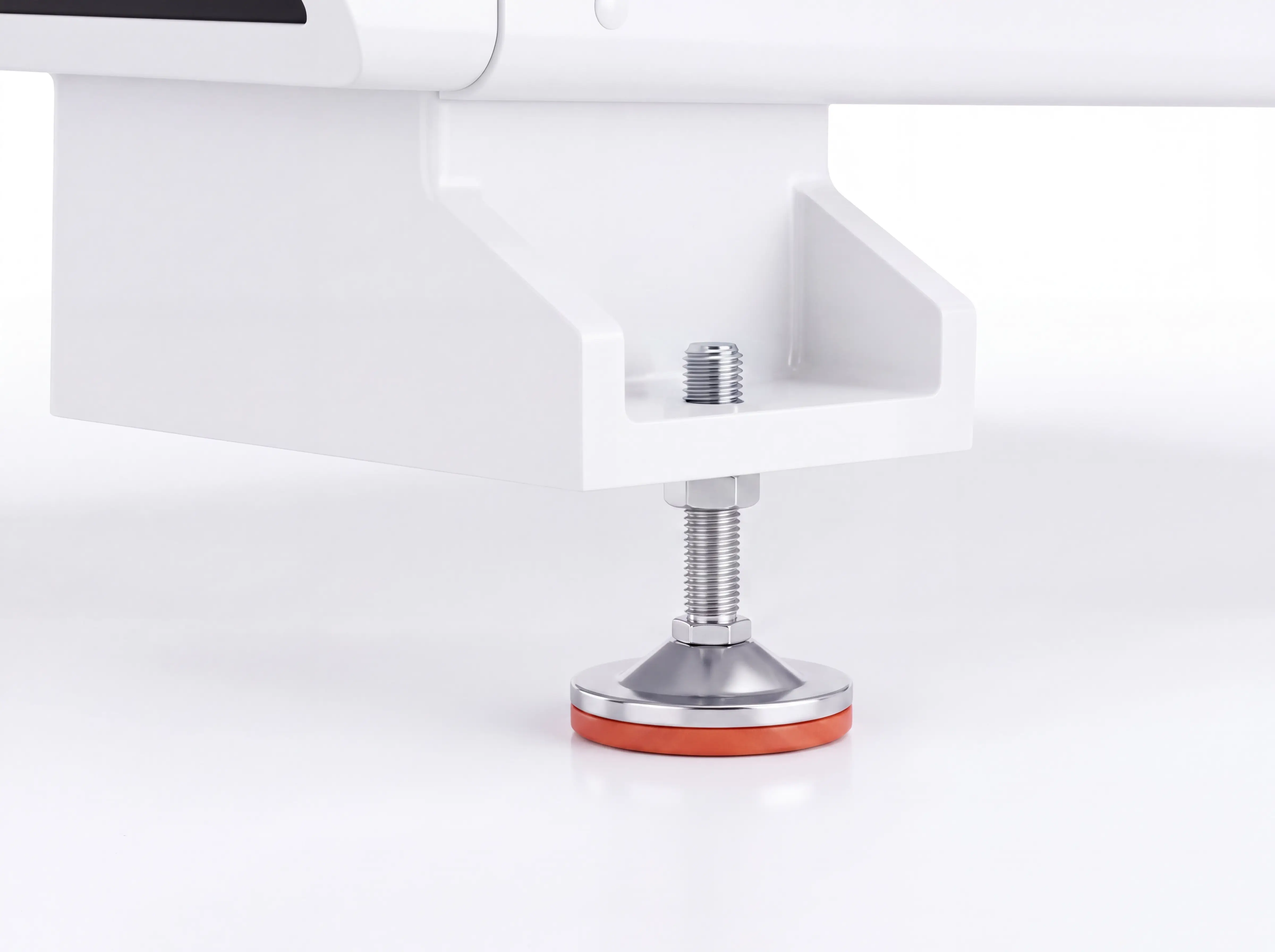 Adjustable leveling feet for Spire 1530 dual-spindle CNC router