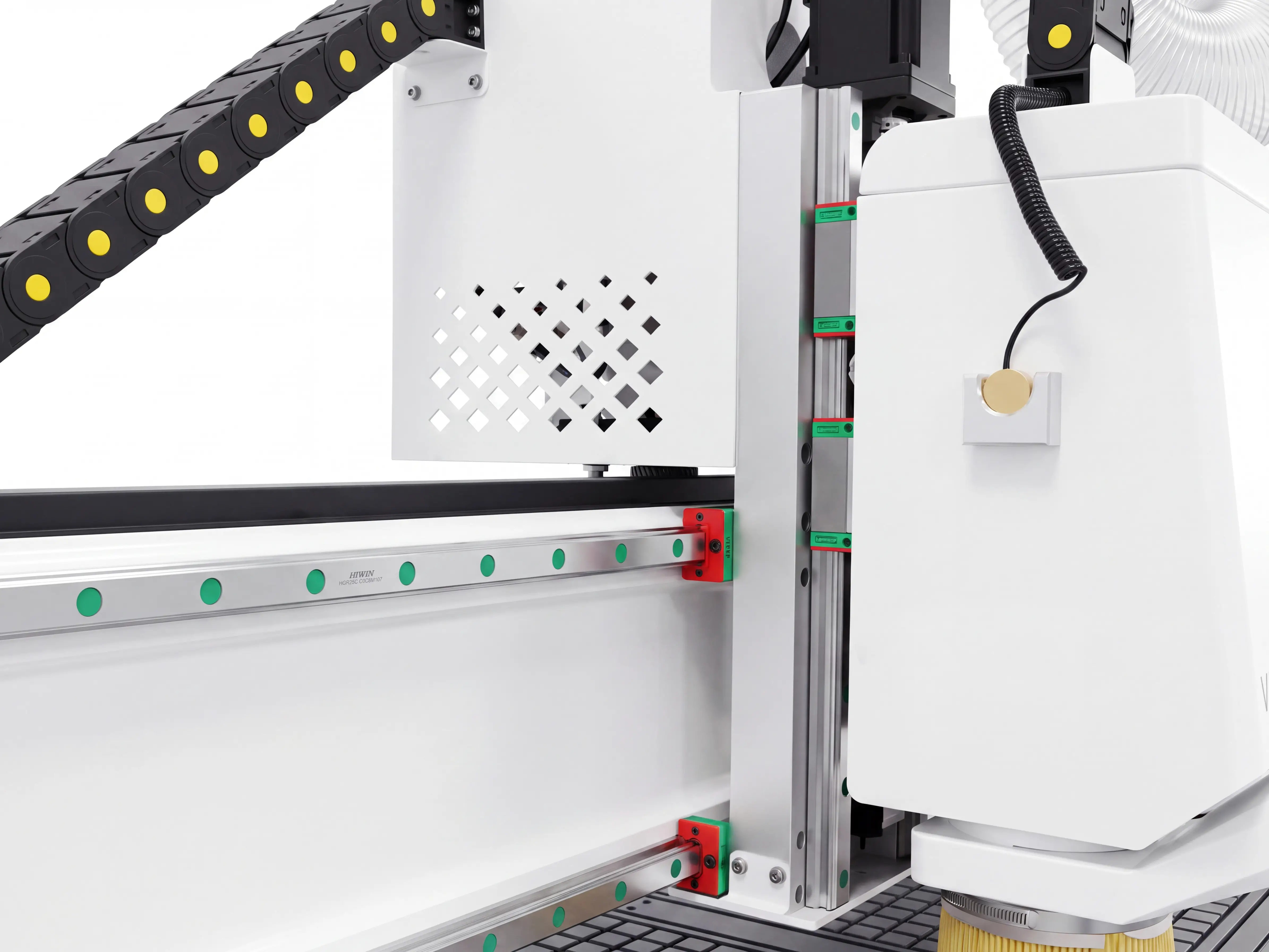 The Spire 1530 dual-spindle CNC router utilizes a 46mm-thick aluminum alloy mounting plate for the Z-axis.