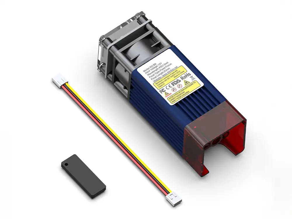Optional laser module installed on a desktop CNC router for precision laser engraving