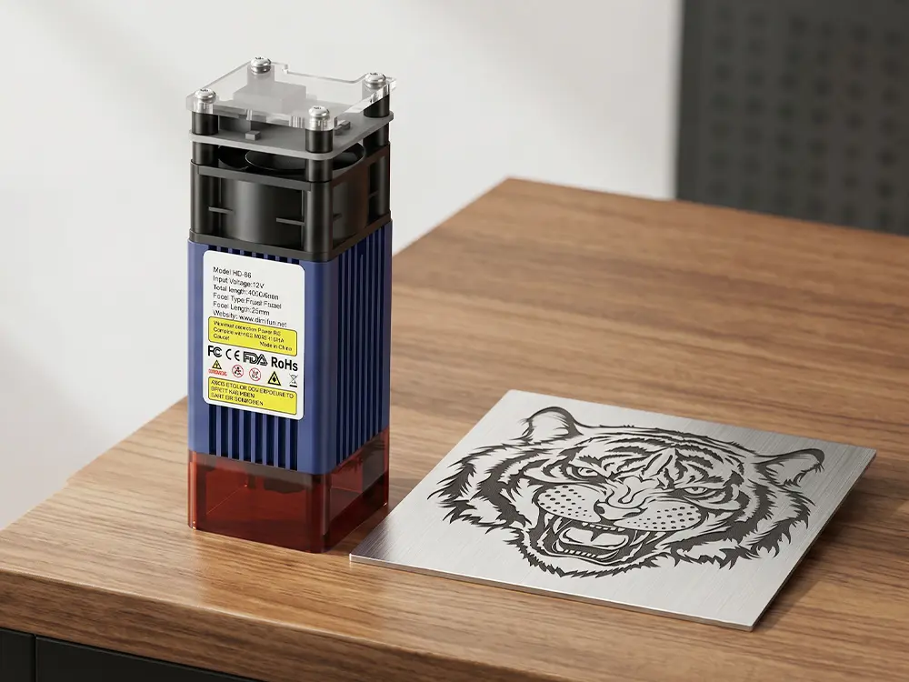 Laser module for a desktop CNC router used for engraving wood, acrylic, leather, and plastic