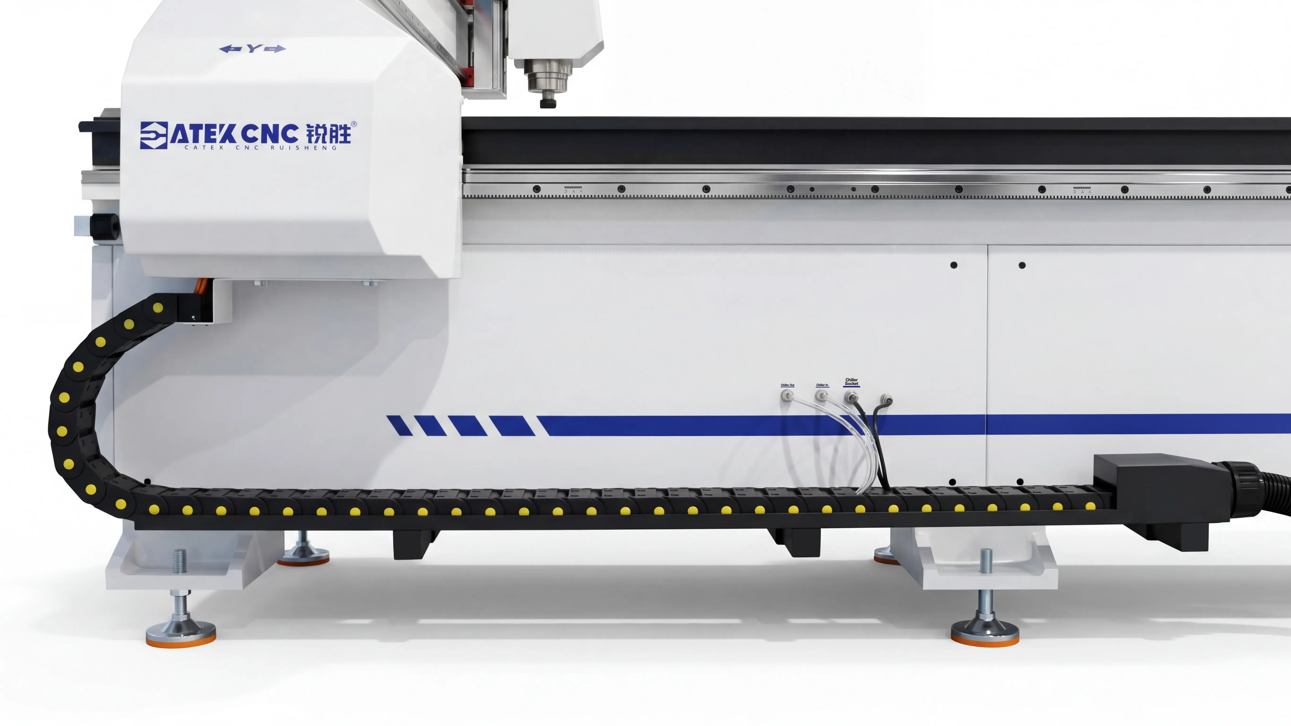 Fully enclosed high-strength cable carrier of Spire 1520 CNC router