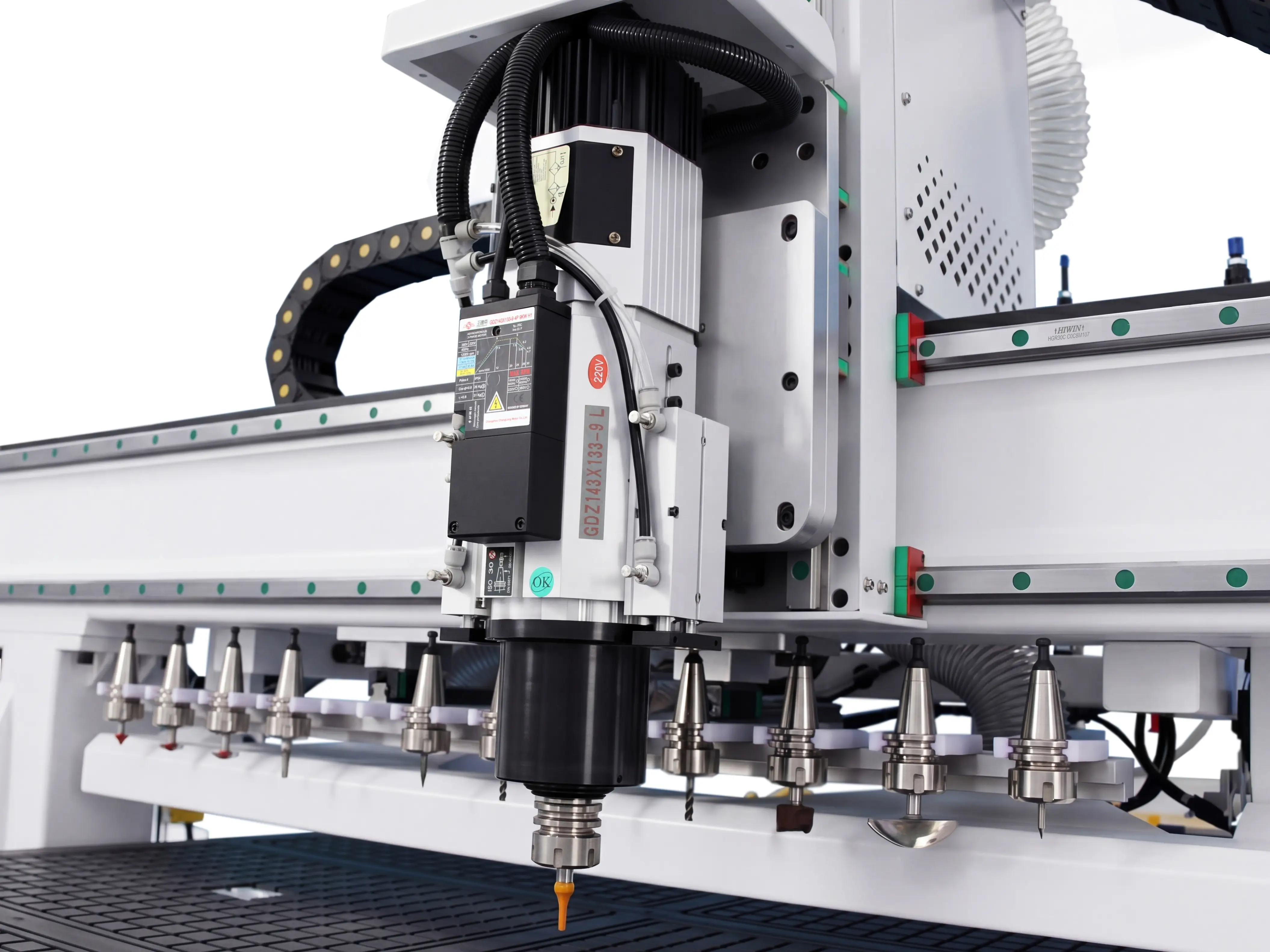 CATEKCNC self-developed 6KW high-speed air-cooled spindle of Spire 1530 CNC nesting machine